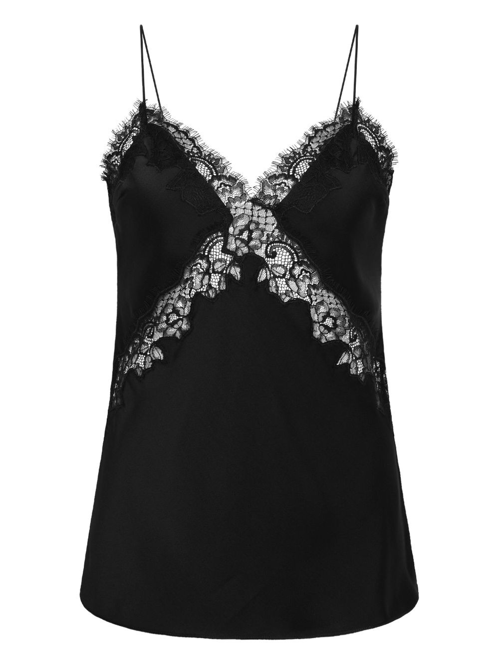 lace-insert satin vest - 1