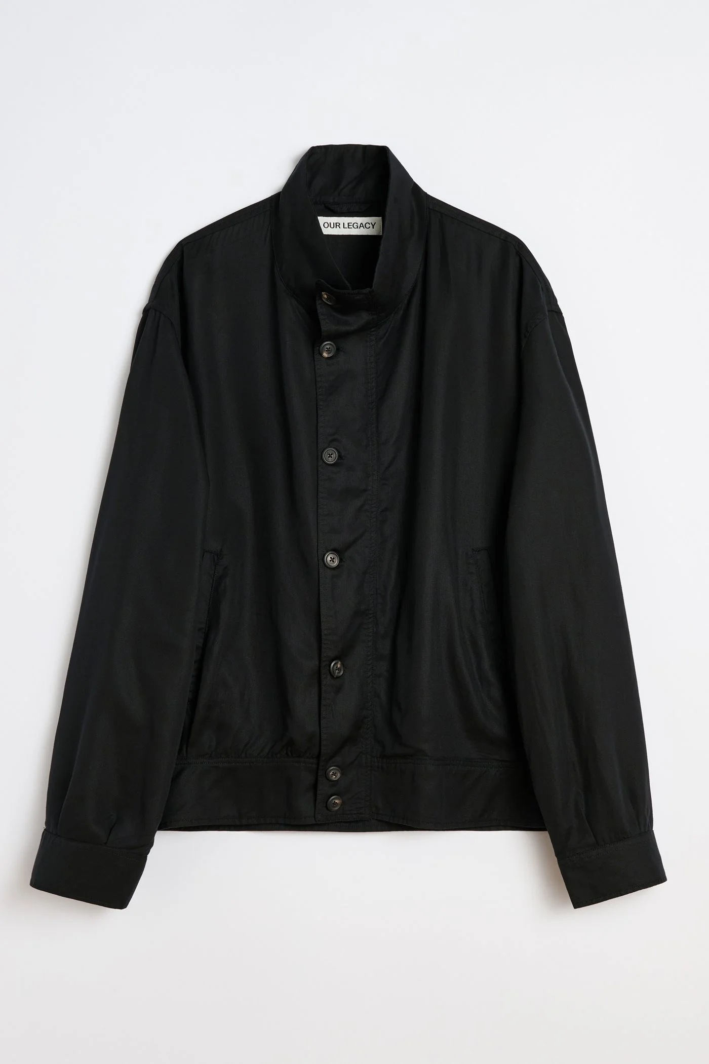 Mock Bomber Draping Black Lyocell - 1