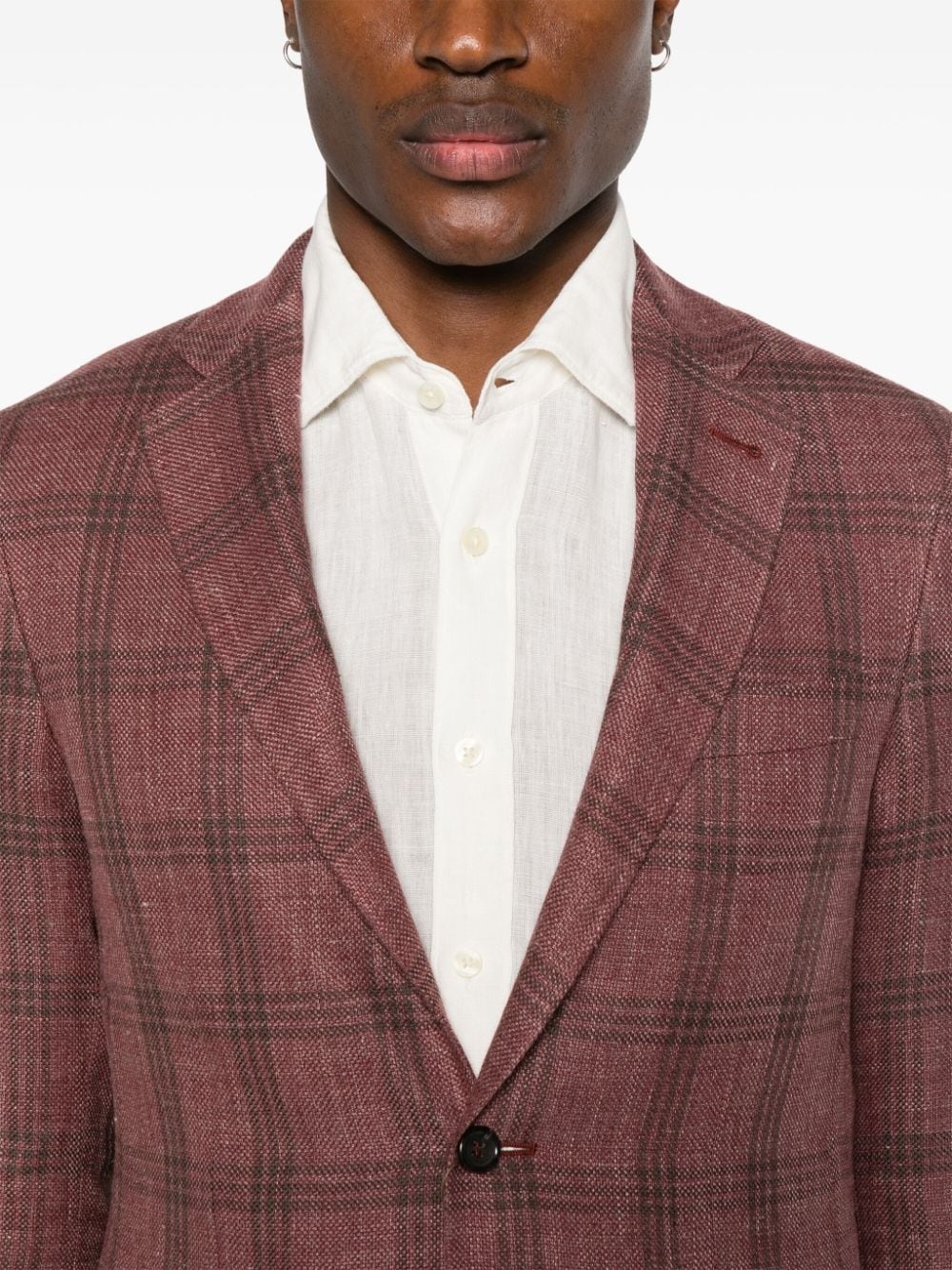 single-breasted checked blazer - 5