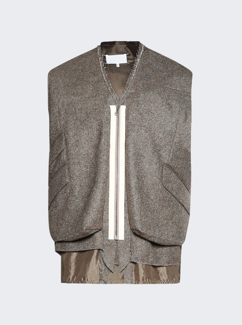 Zip Up Gilet Brown Melange 1