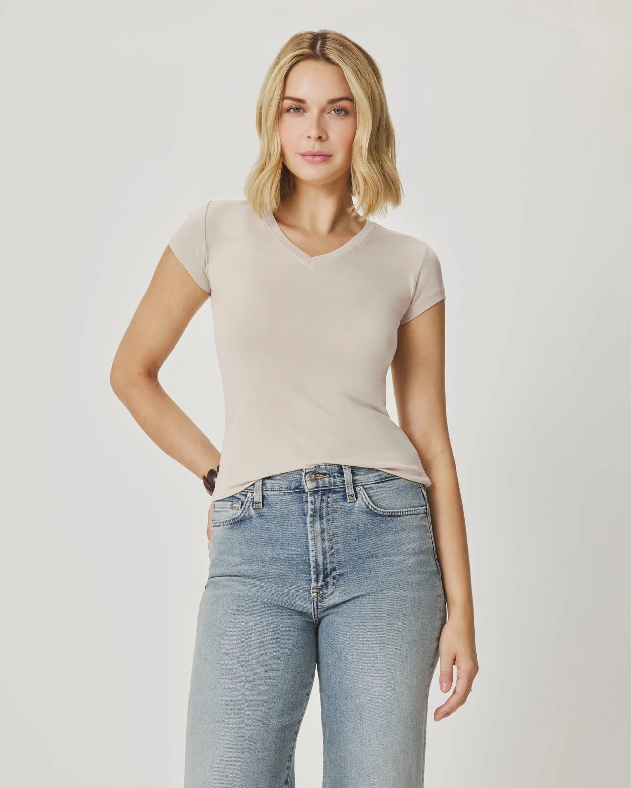 Josie Stretch V-Neck Tee - 1