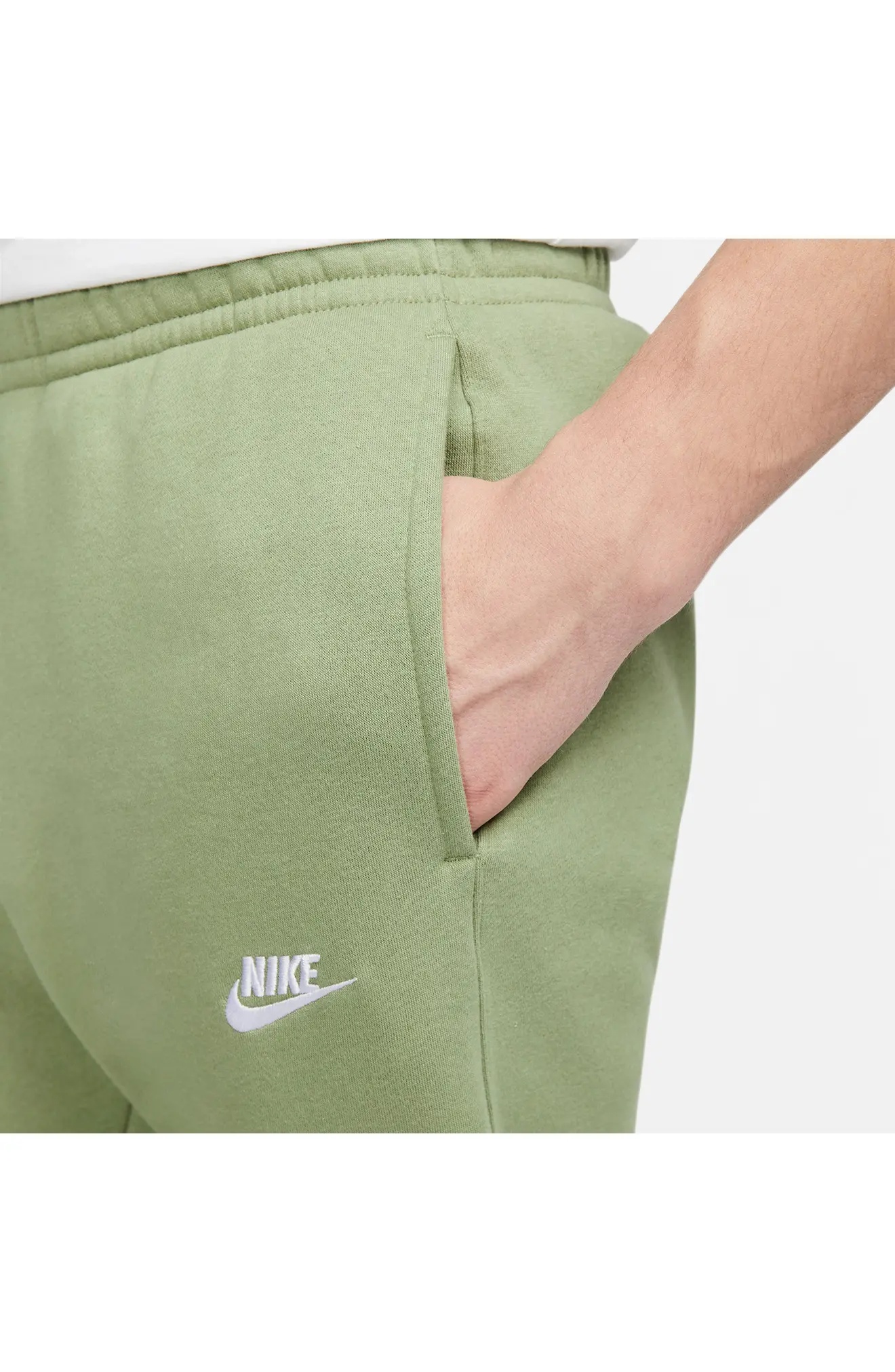 Sportswear Club Pocket Fleece Joggers in Oil Green/White - 5