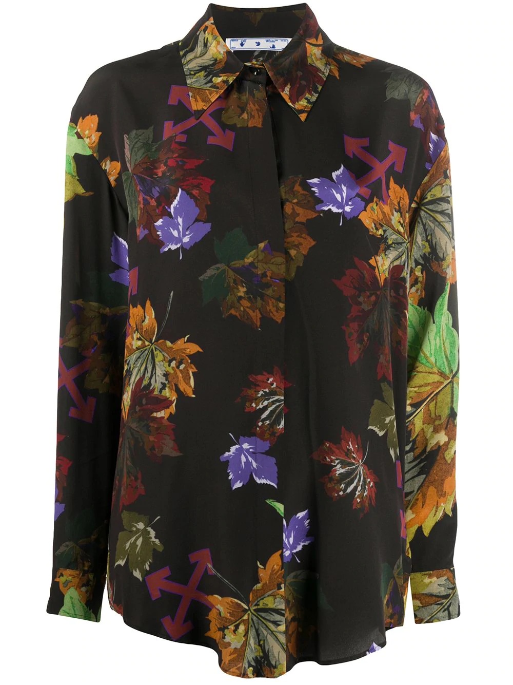 leaf print silk shirt  - 1