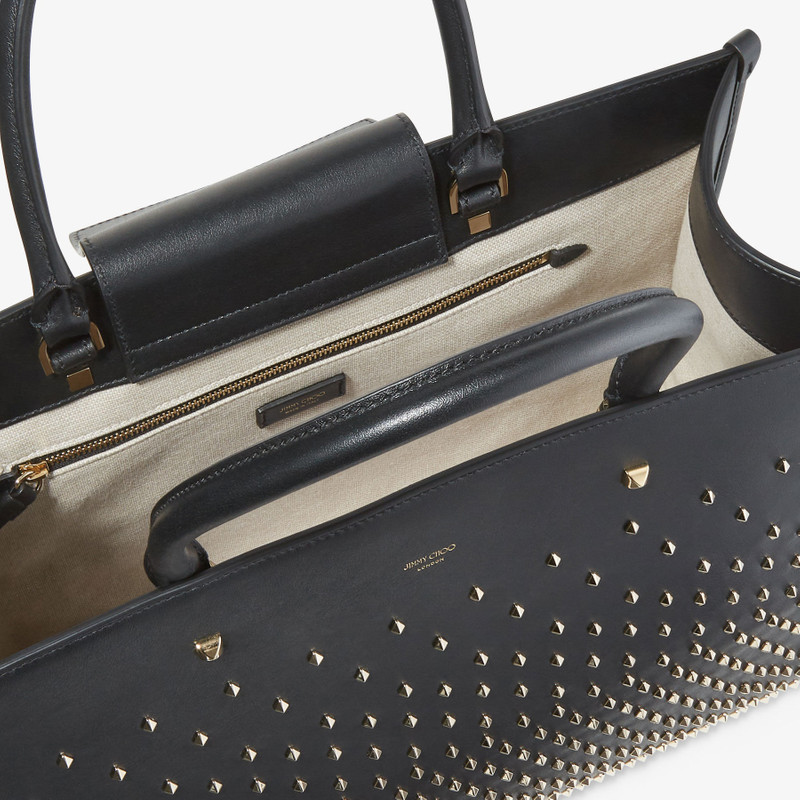 Varenne M Tote
Black Leather Tote Bag with Studs 4