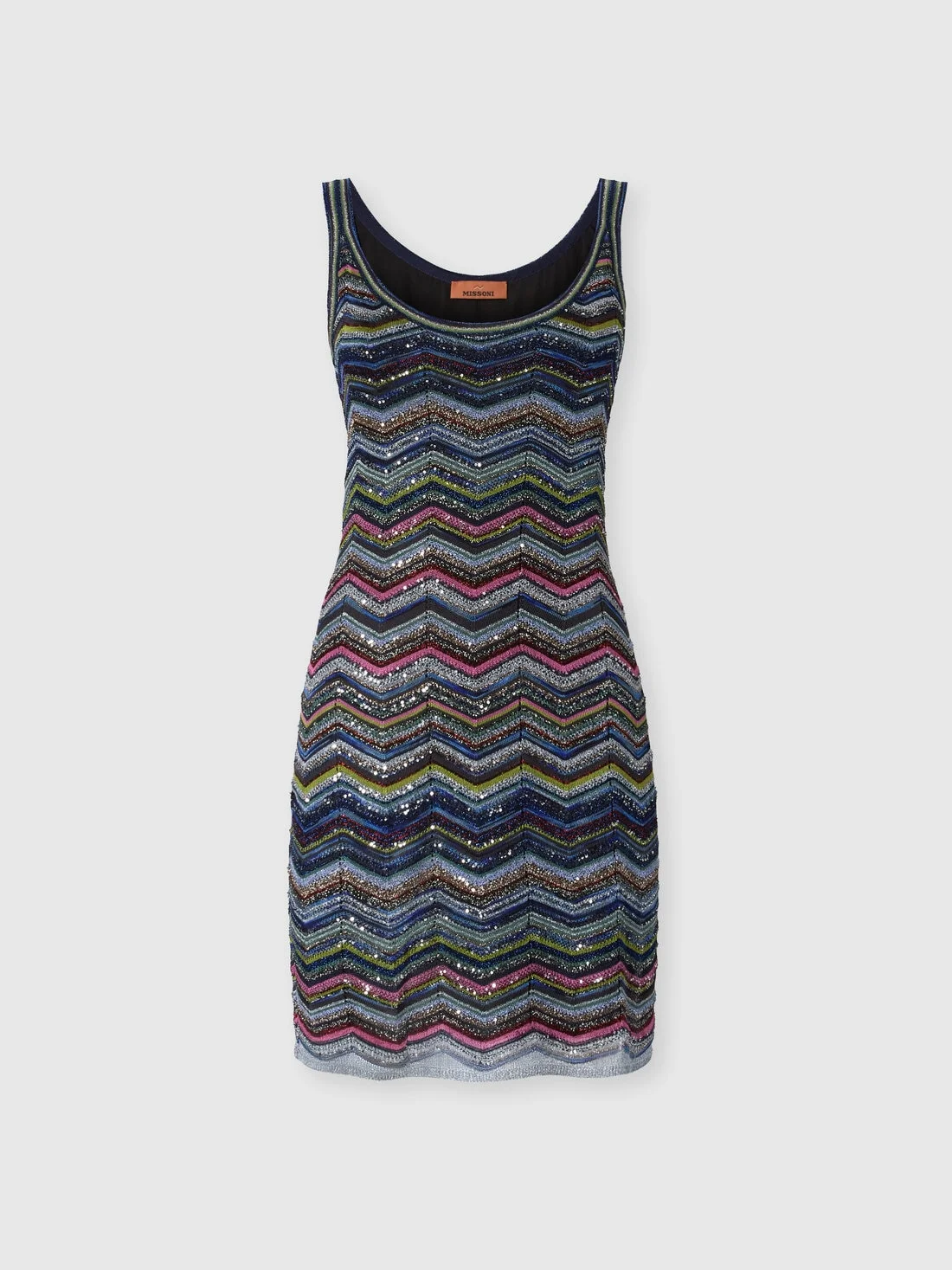Chevron knit mini dress with sequins - 1