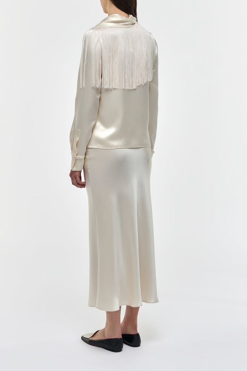 Frei Maxi Skirt in Ivory Silk Satin 4