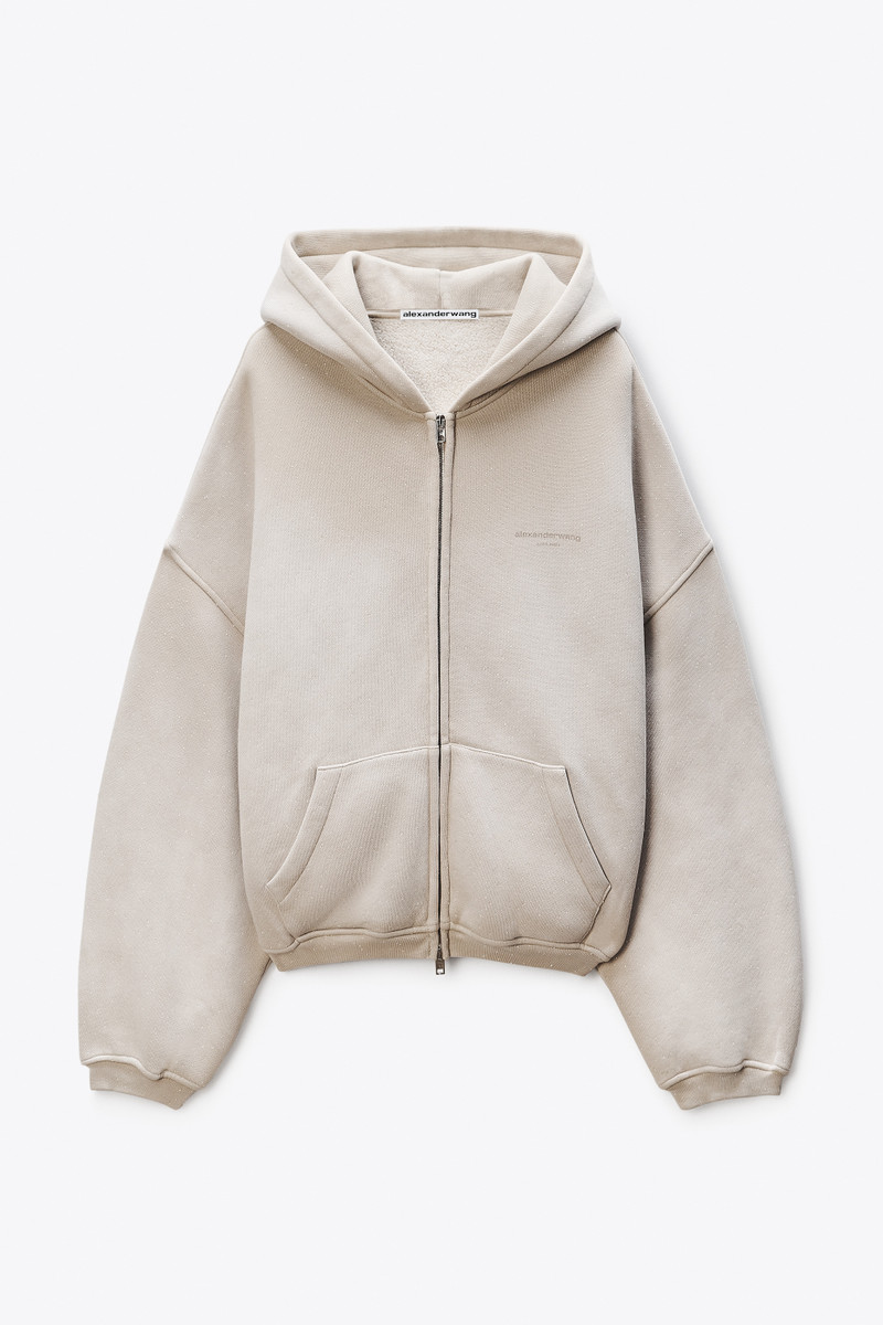 Crystal Washed Terry Zip Hoodie 1
