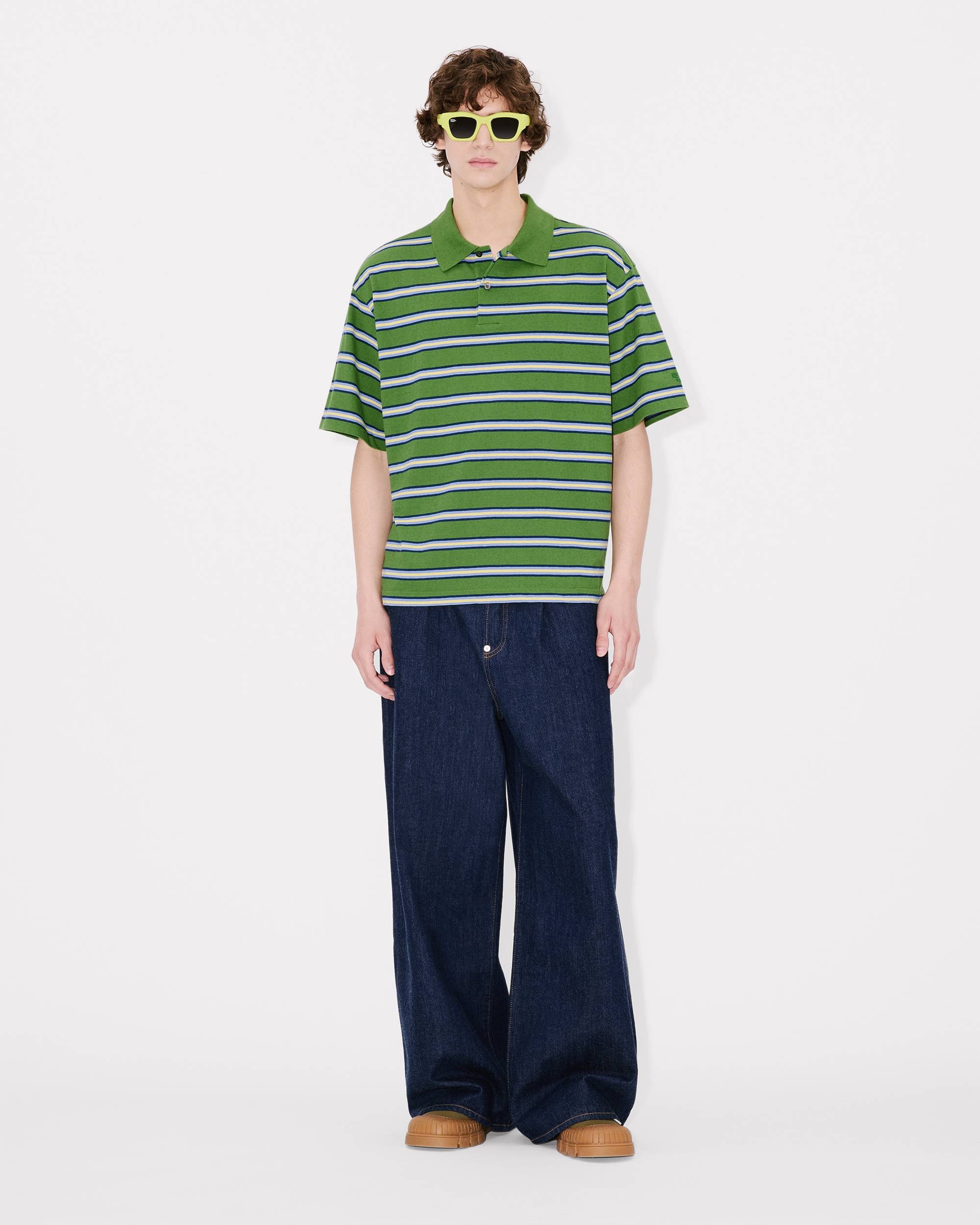 'KENZO Coast Lines' embroidered boxy polo in cotton linen - 5