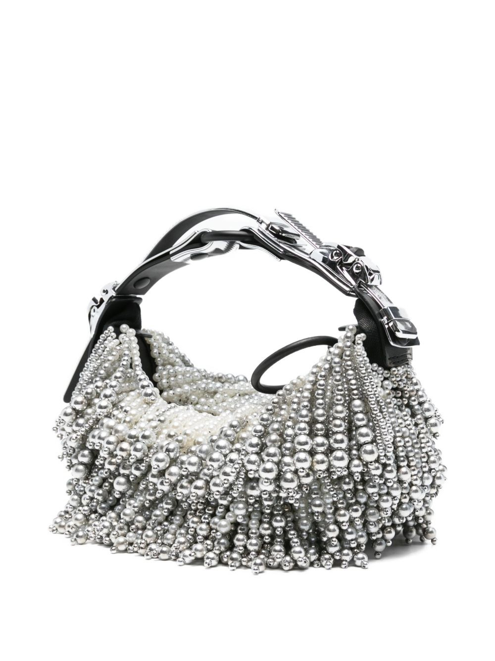 pearl-embellished buckle shoulder bag - 3