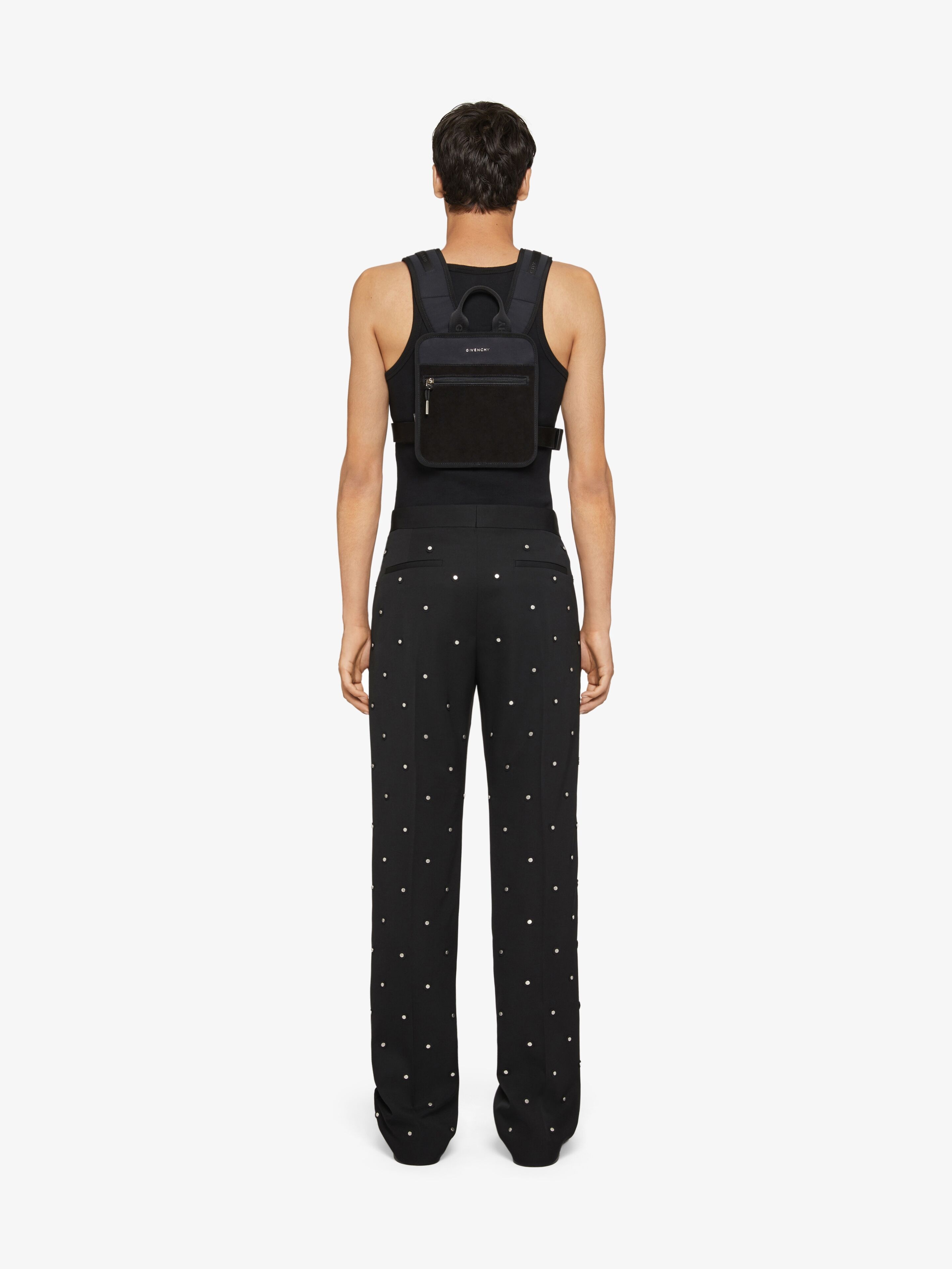 WIDE PANTS IN WOOL WITH PIPING AND STUDS - 4