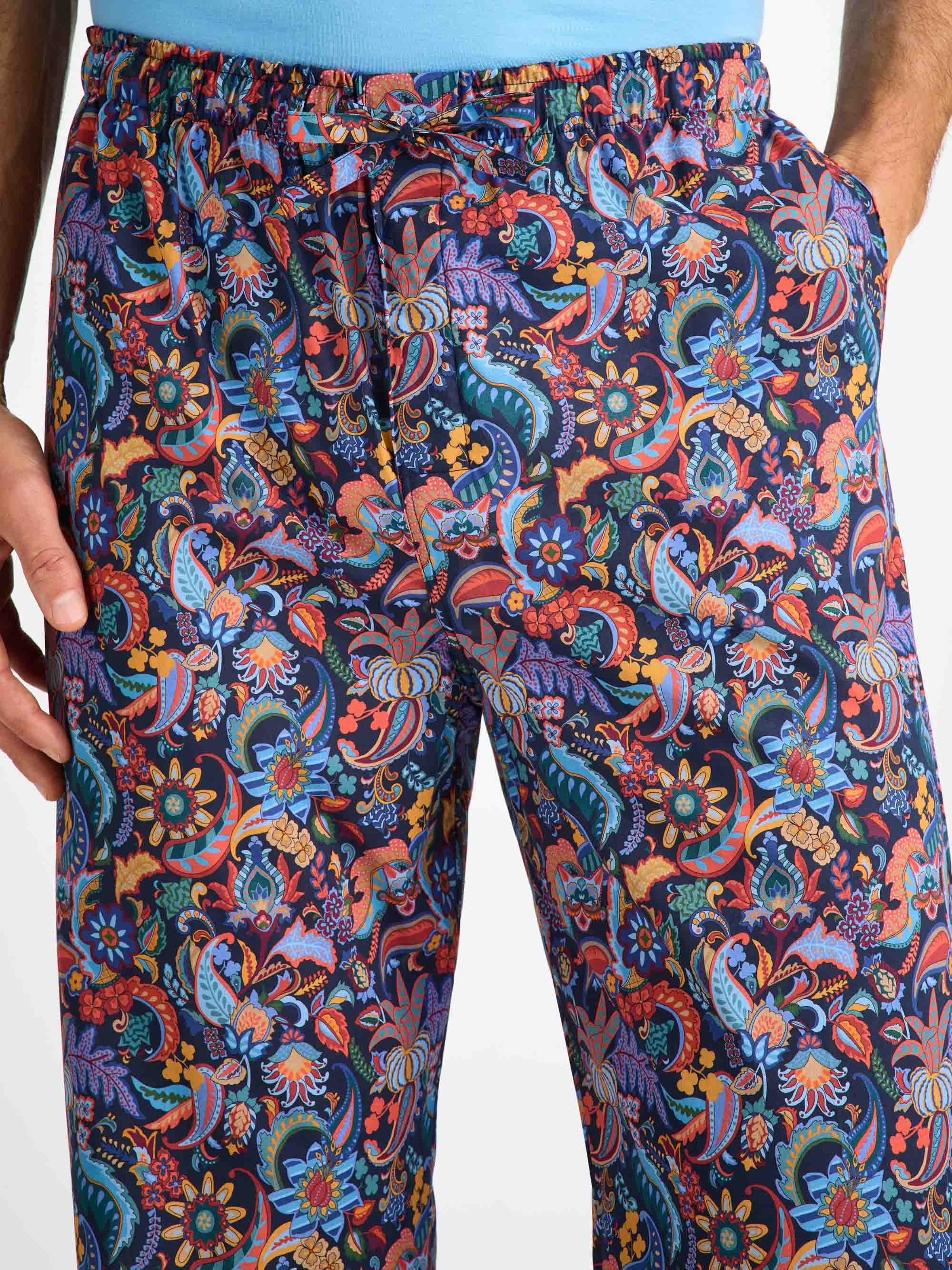 Men's Lounge Pants Cotton Batiste Multi Jungle Paisley Print - 5