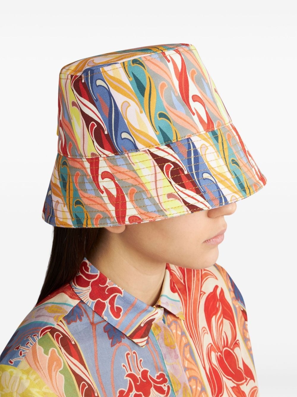 abstract-print cotton bucket hat - 3