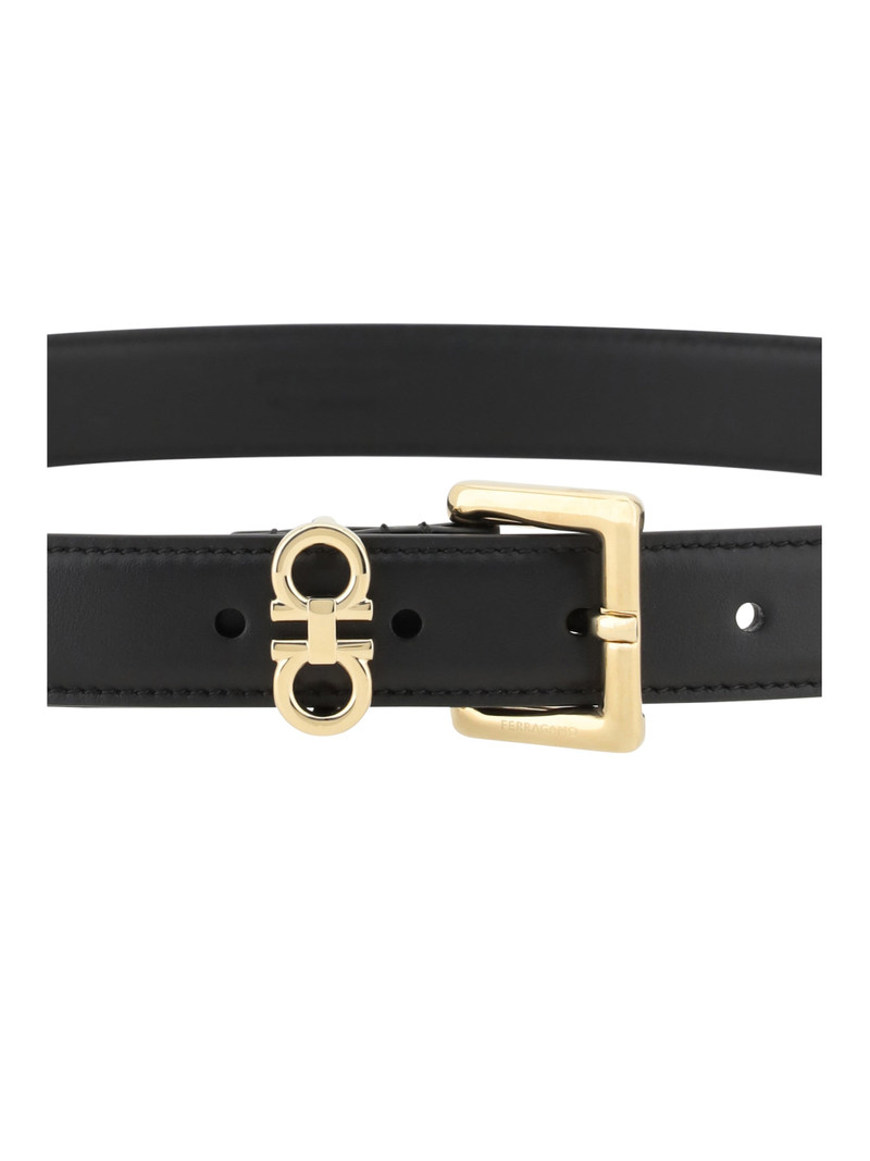 Ferragamo Gancini-Logo Calf Leather Belt — Black 3