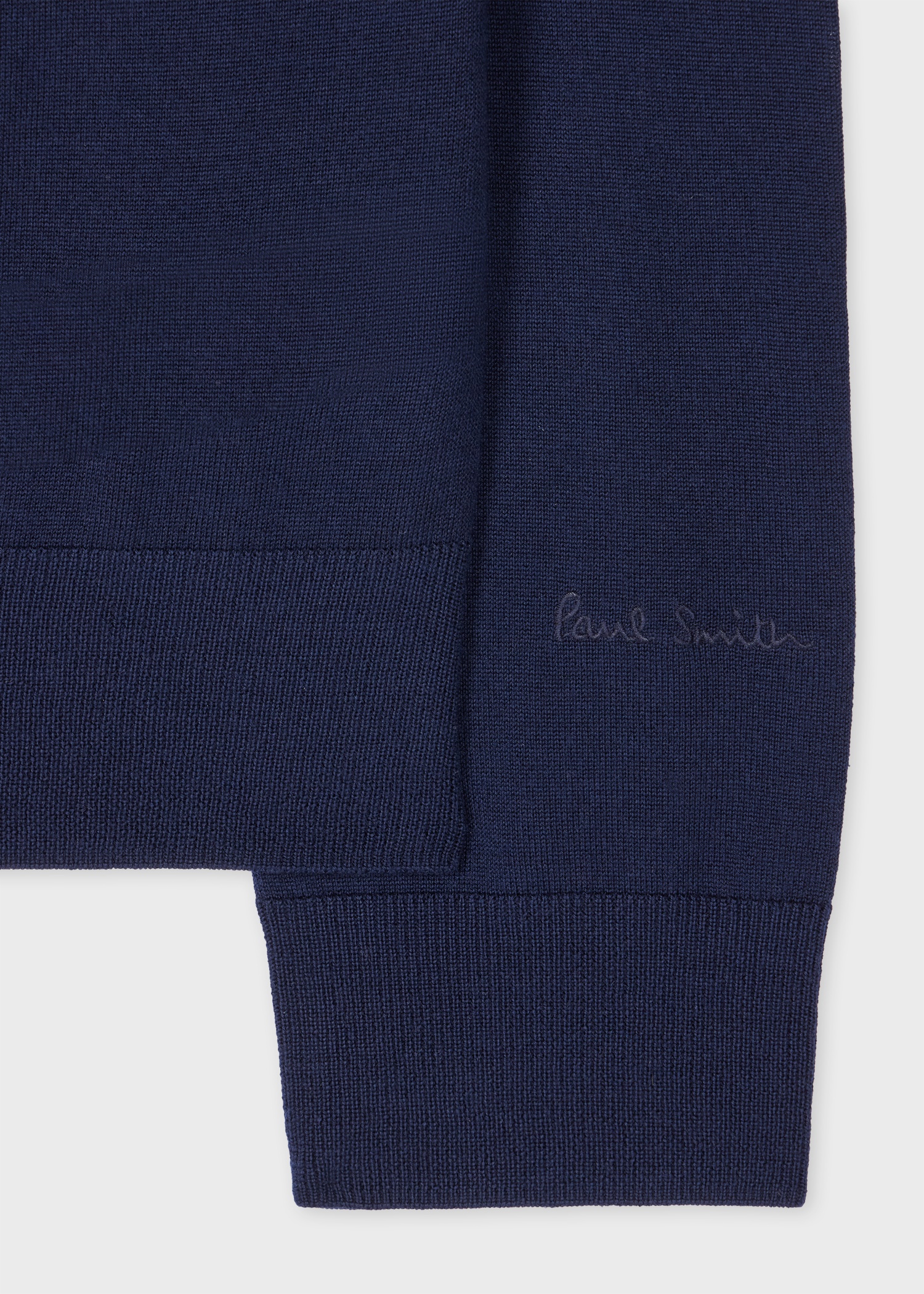 Navy Merino Wool Half-Zip Sweater - 2