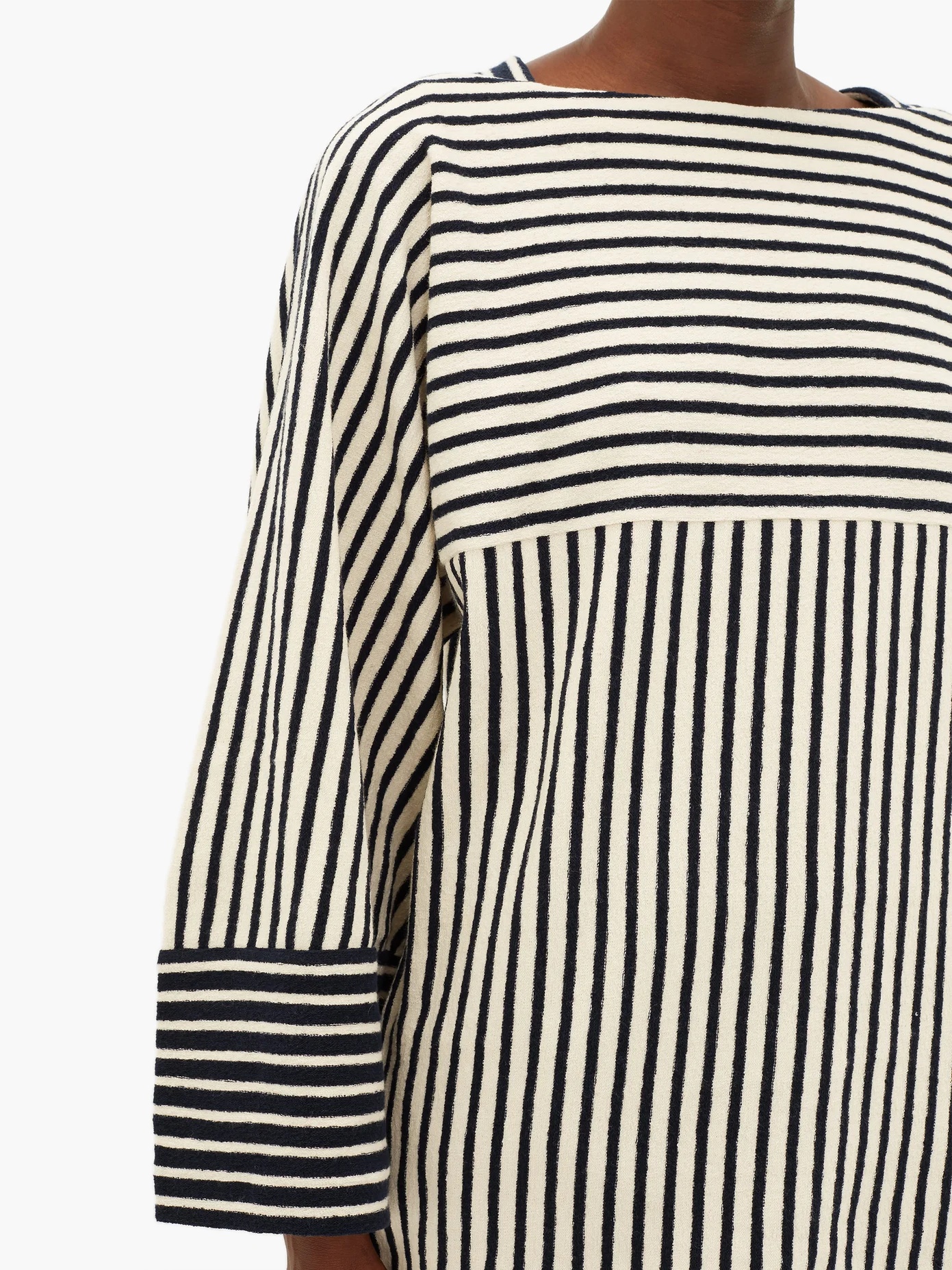 Striped wide-sleeve cotton-terry T-shirt - 4