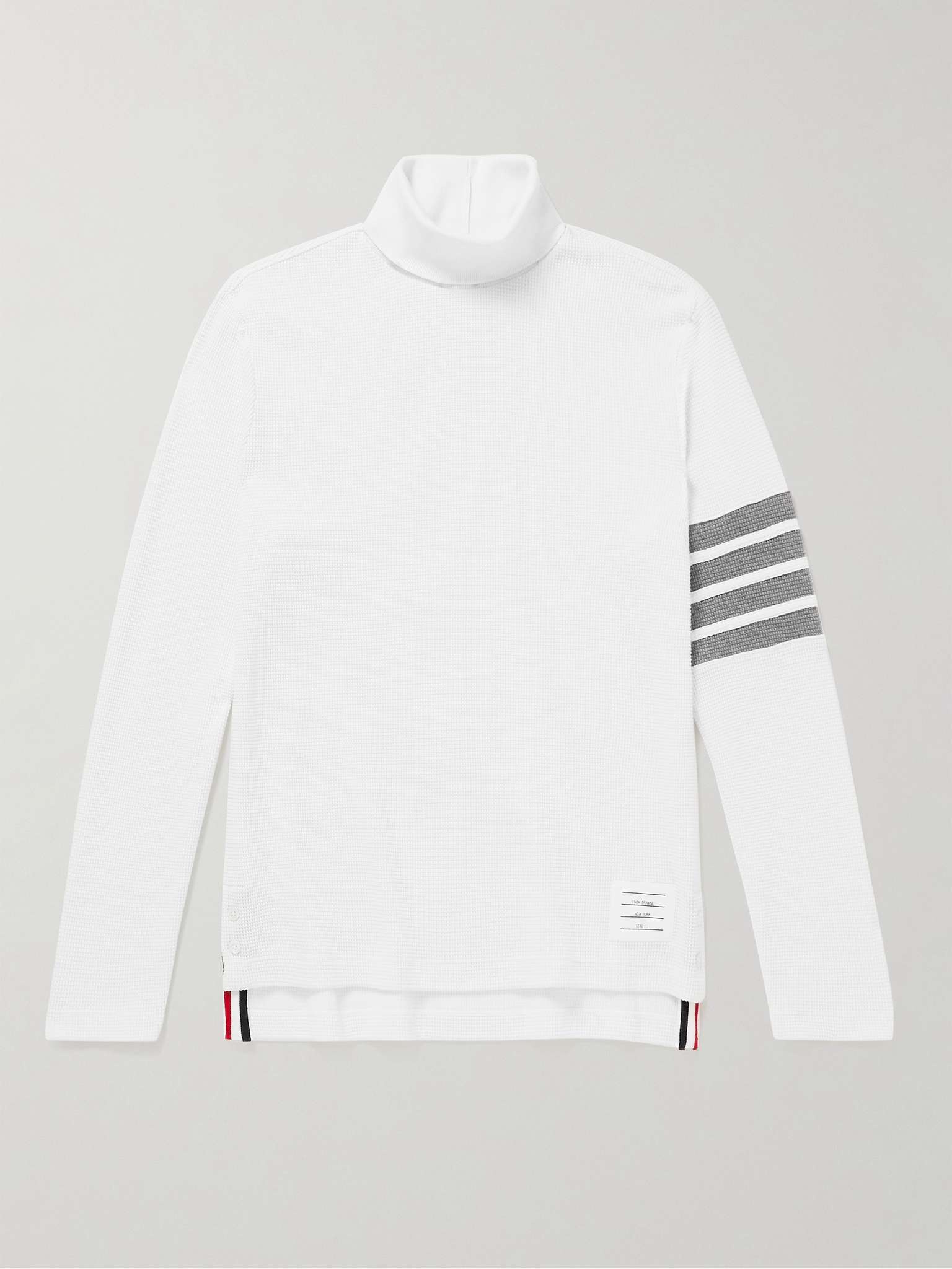 Striped Waffle-Knit Cotton-Jersey Rollneck Sweatshirt - 1