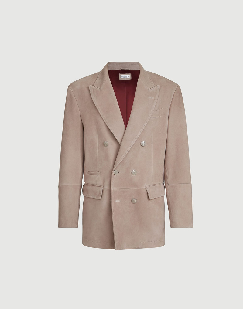 Country suede one-and-a-half breasted blazer with metal buttons 1