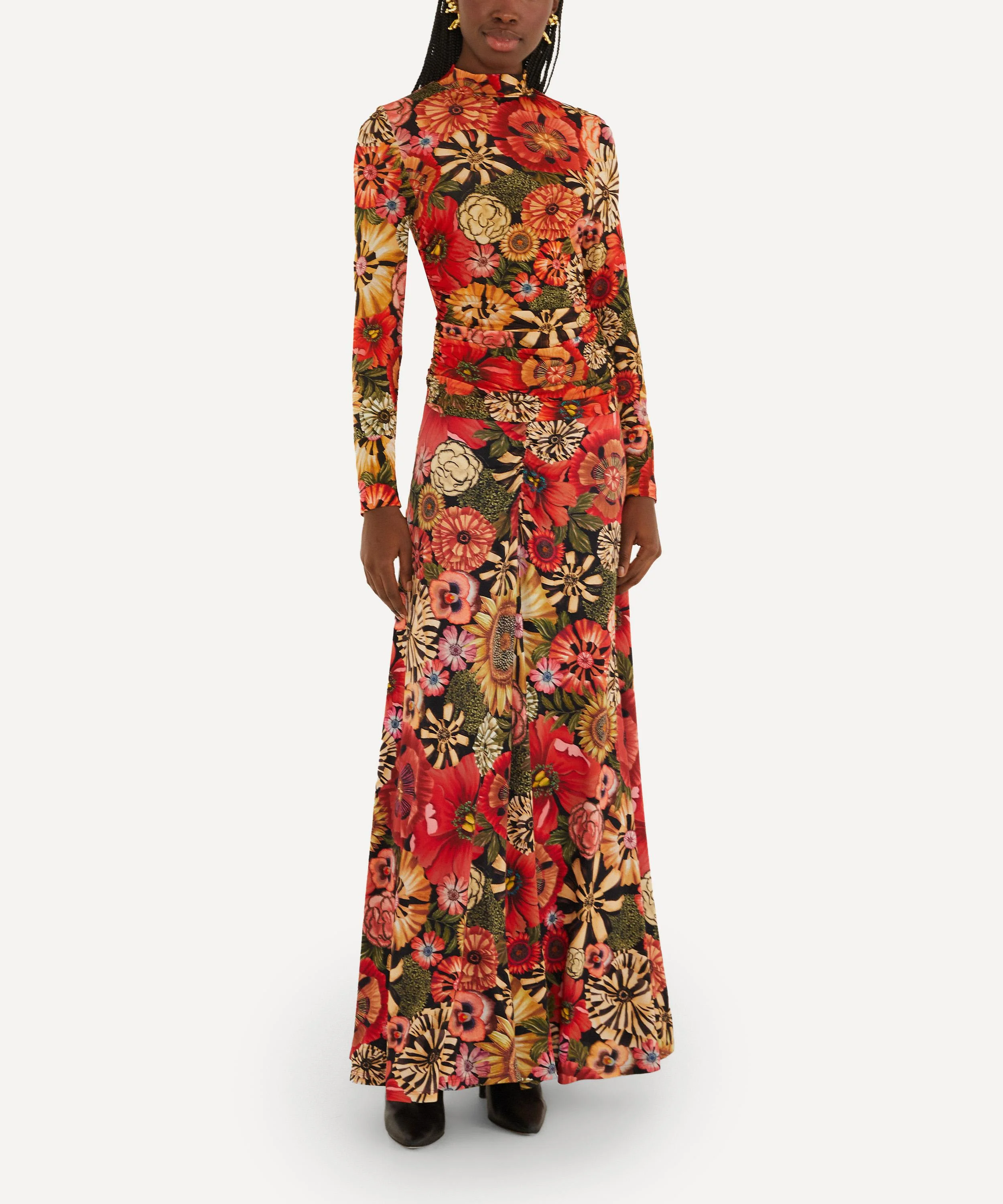 Black Flowershop Ruched Waist Jersey Blouse - 1