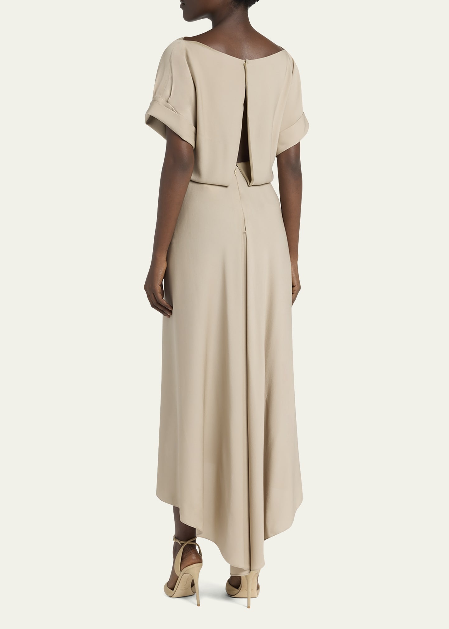 Triple Silk Georgette Hi-Low Gown - 3