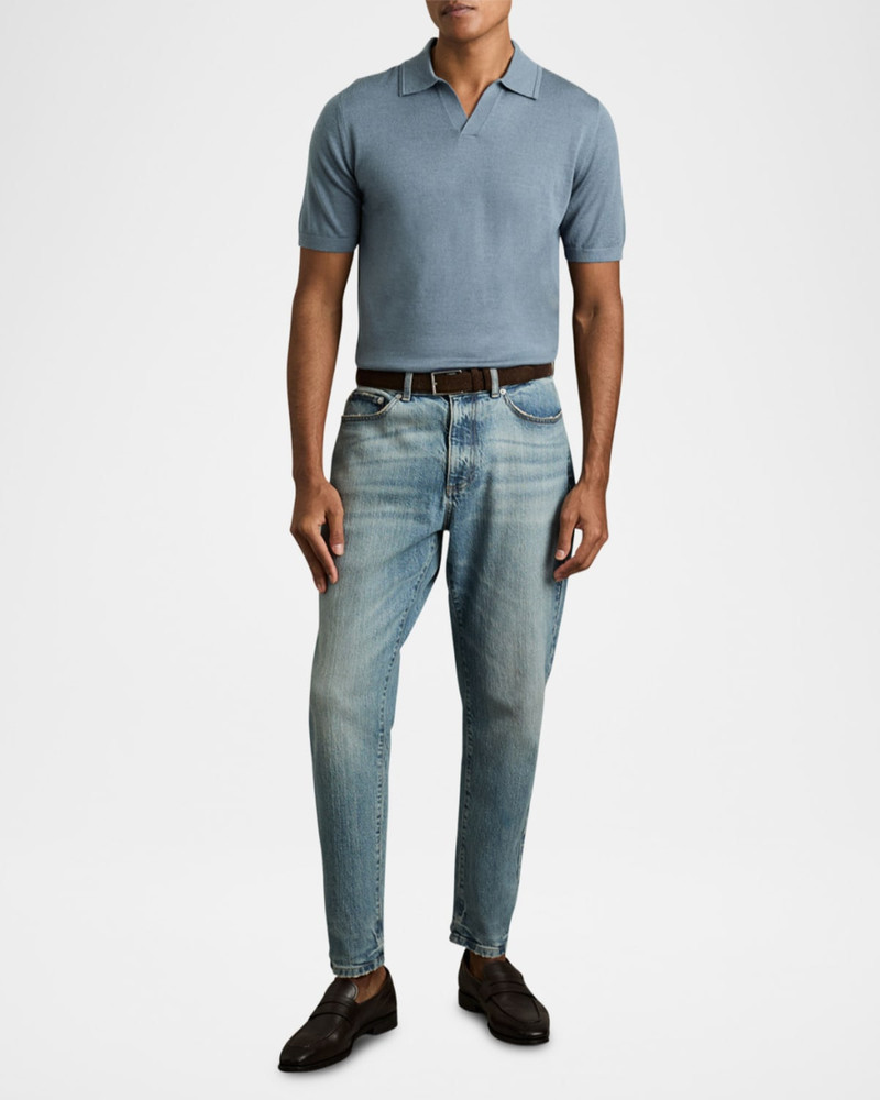REISS Men's Duchie Merino Wool Open Collar Polo Shirt outlook