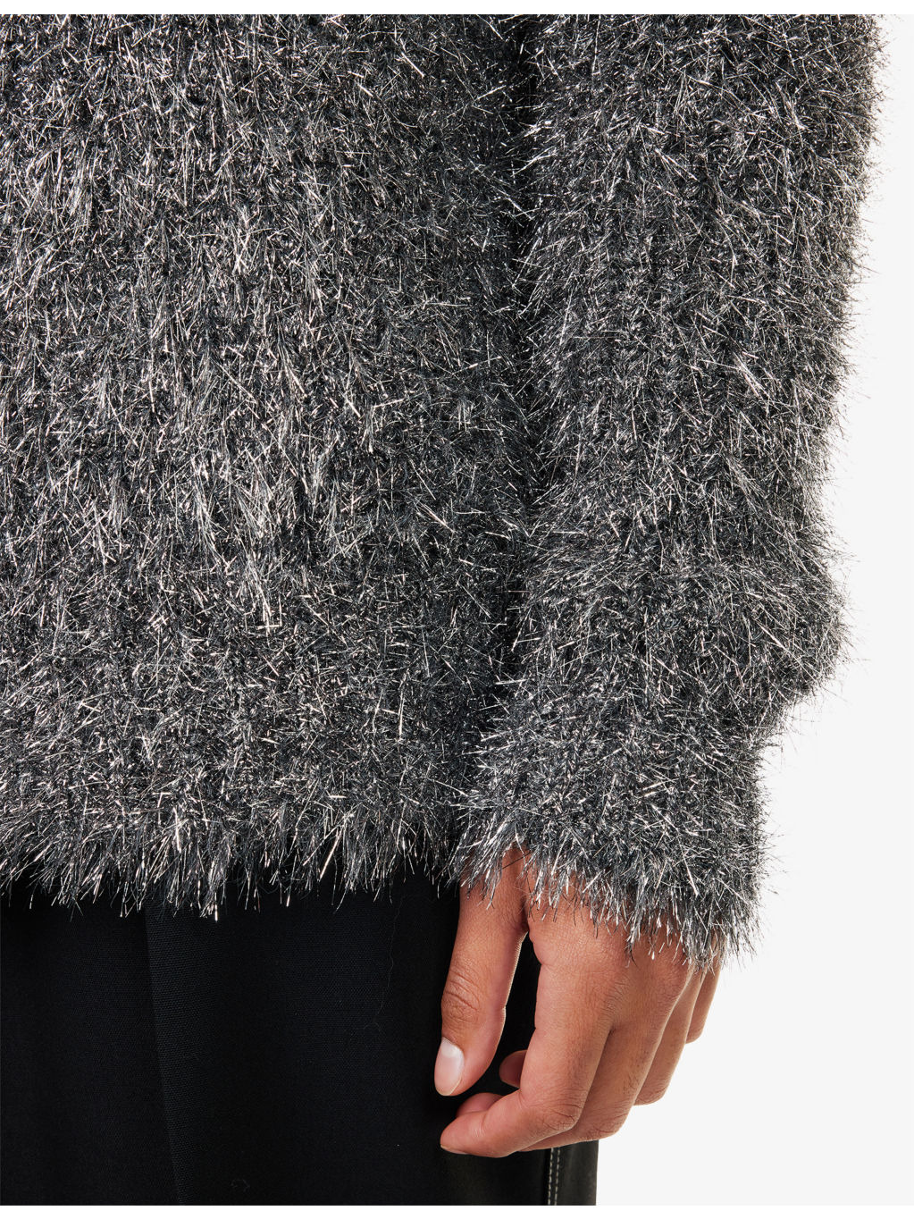 Metallic  V-Neck Textured Knitted Cardigan - 5