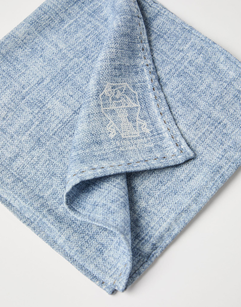 Brunello Cucinelli Silk pocket square with printed logo outlook