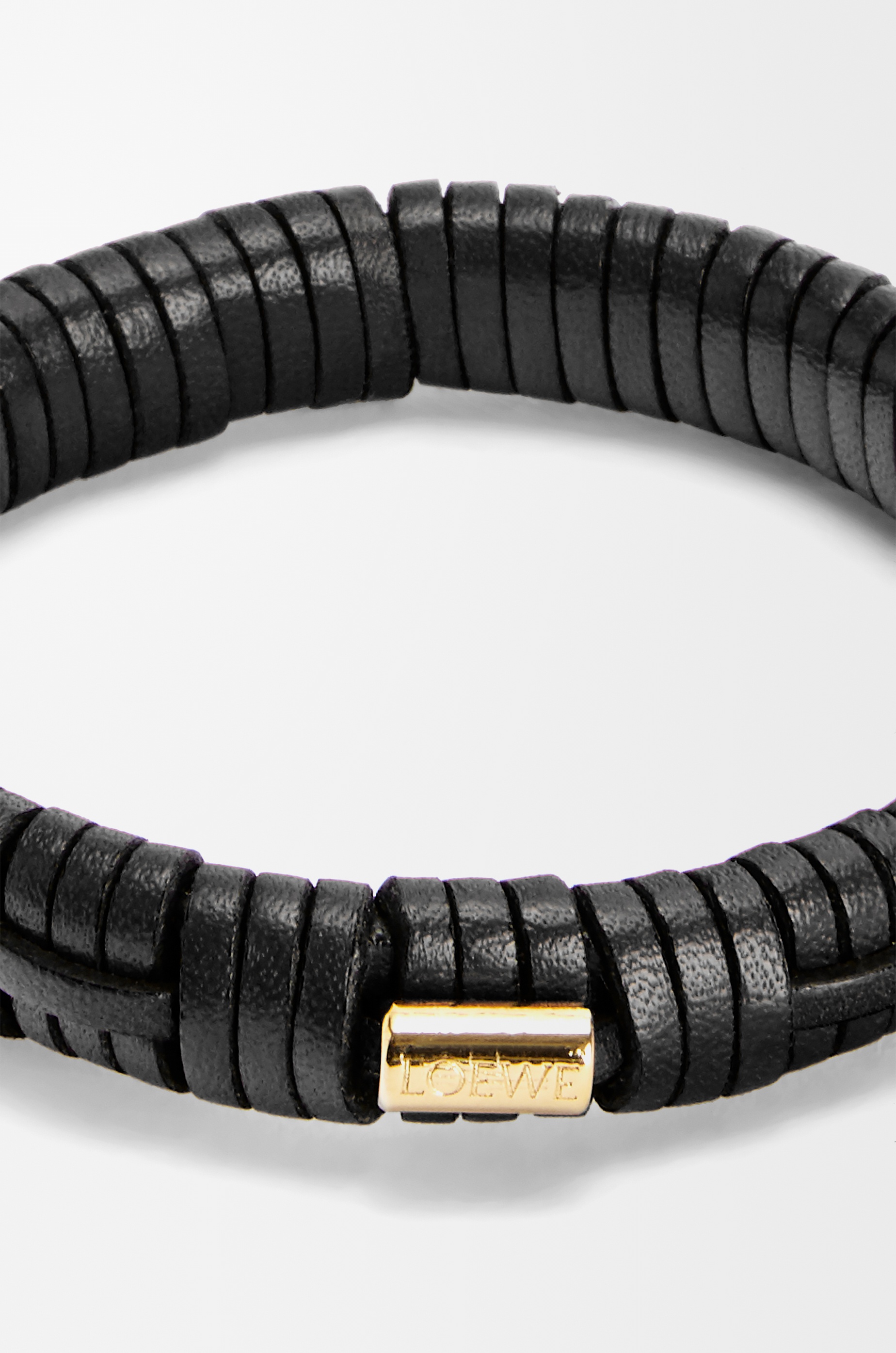 Woven bangle in brass and classic calfskin - 3