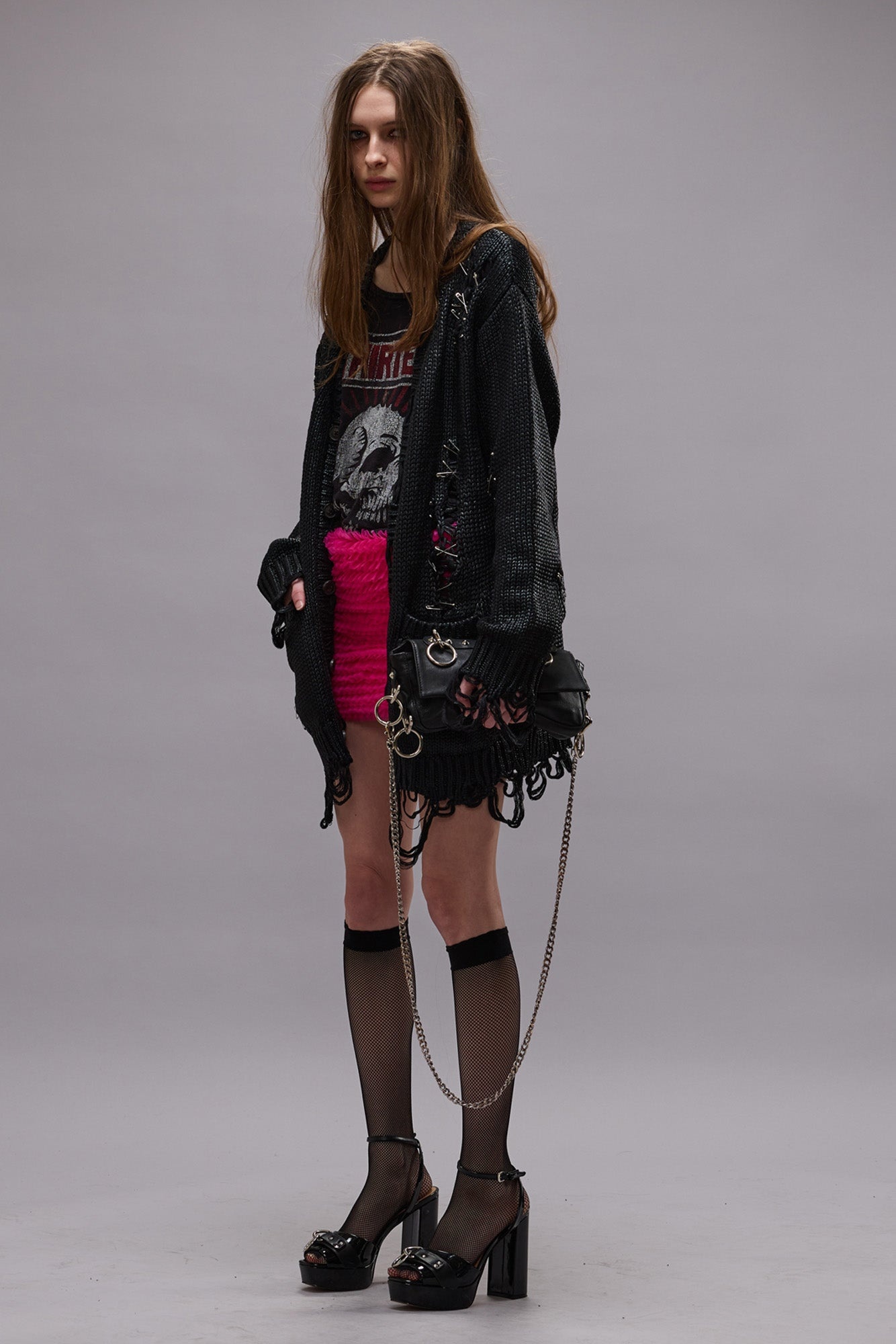DISTRESSED BOYFRIEND CARDIGAN - COATED BLACK -R13 - 2