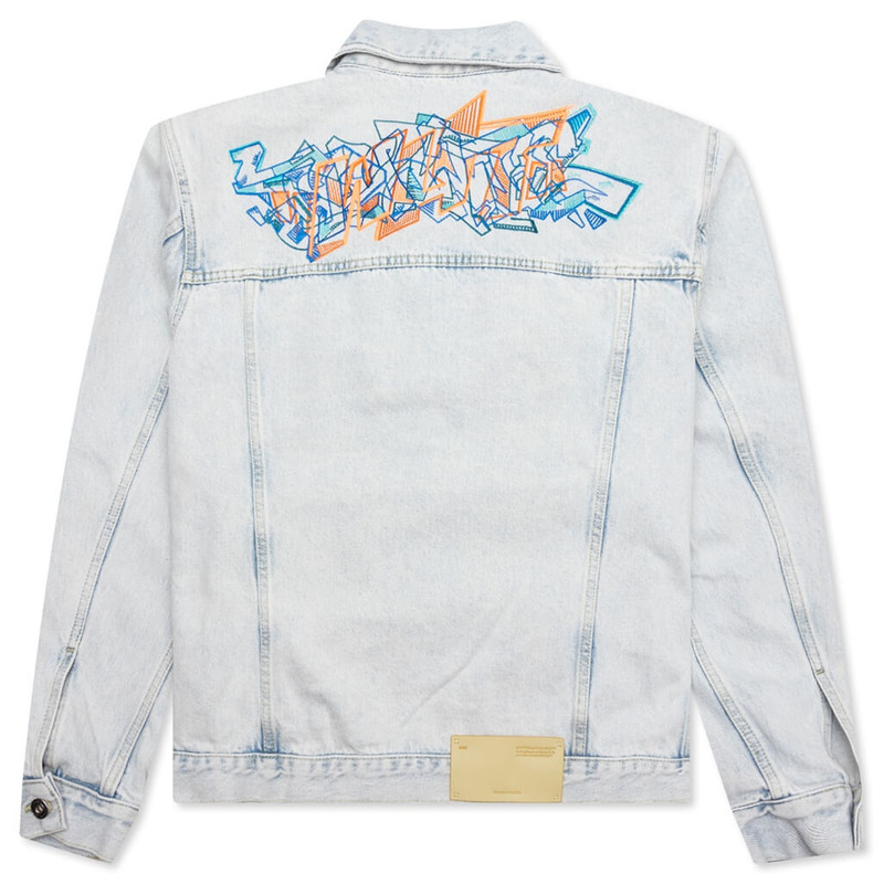 Off-White GRAFFITI EMB DENIM SKATE JACKET - EXTREME BLUE outlook