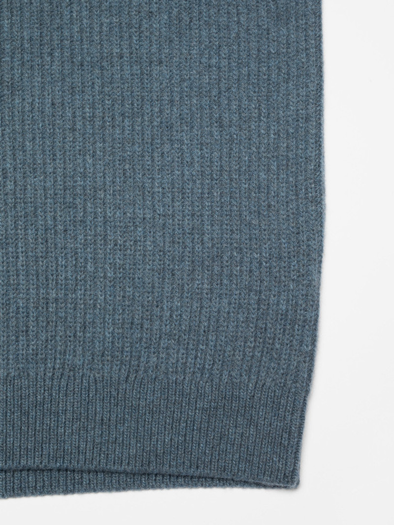 Nudie Jeans August Rib Wool Sweater Bluemelange outlook