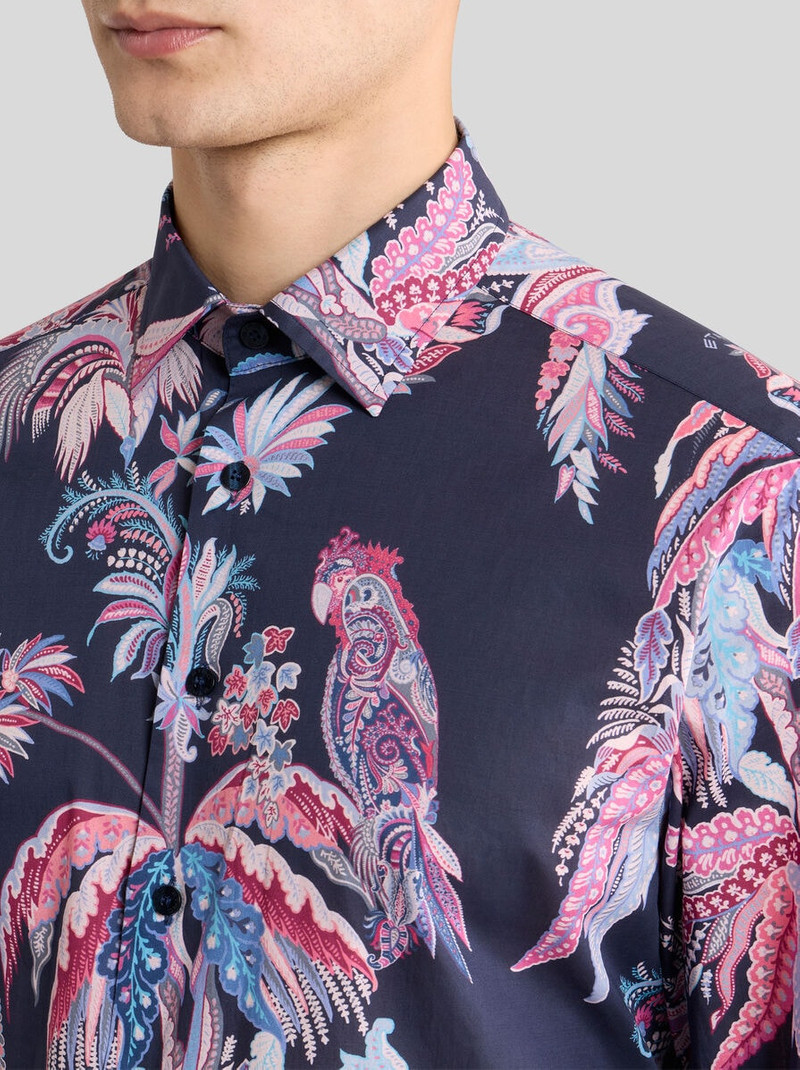 Etro COTTON SHIRT WITH PLACED PARROT AND PALM TREE PRINT outlook