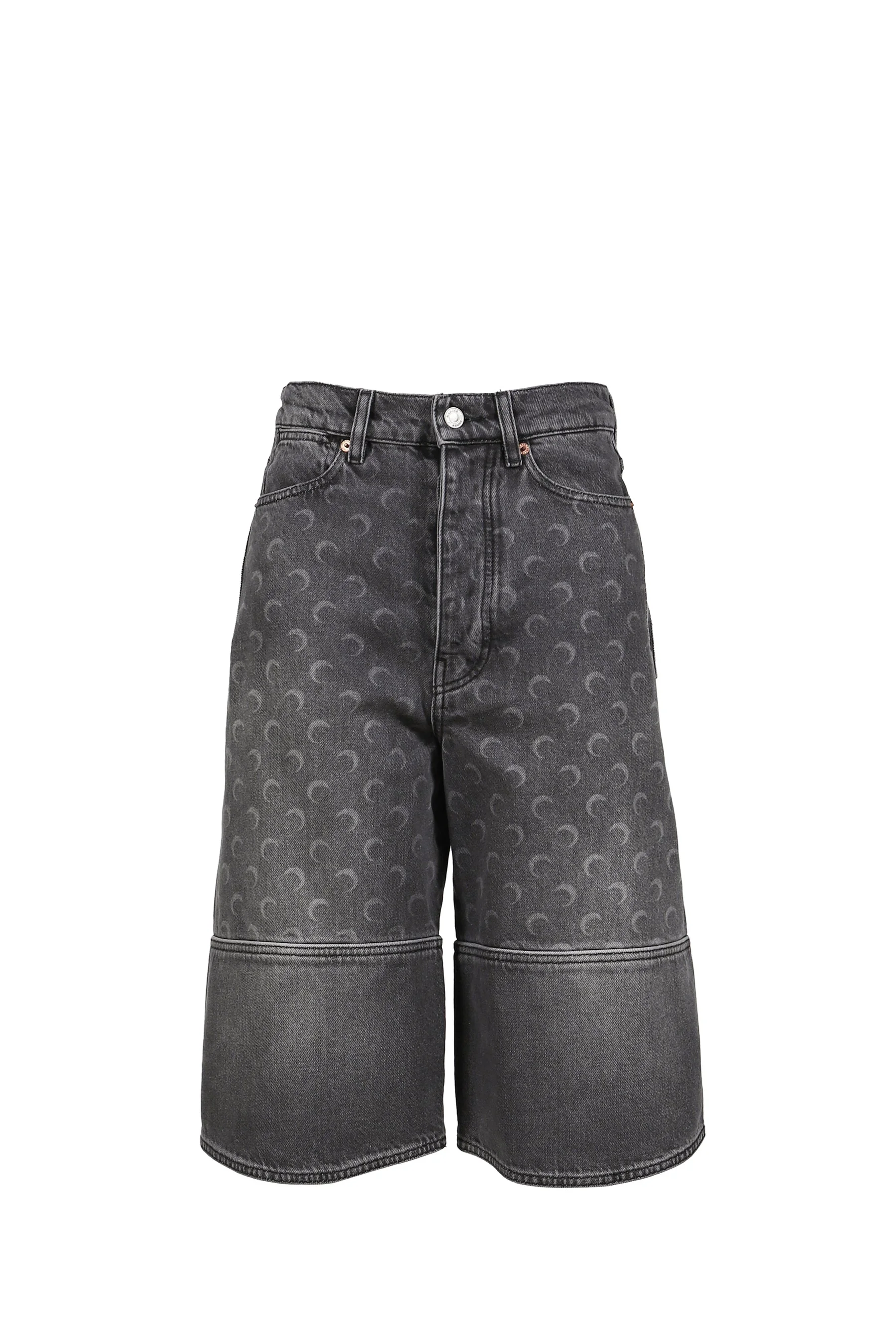 MOON LASER GRAY WASH DENIM SHORTS / DARK GRY - 1