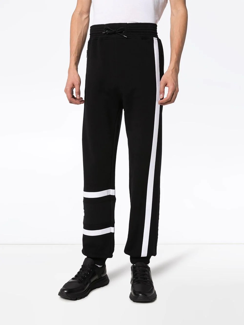 logo-embroidered striped track pants - 3