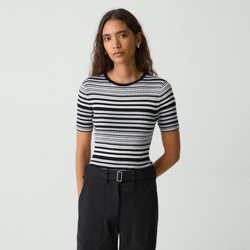 Ribbed Short-Sleeve Sweater in Regal Wool 2