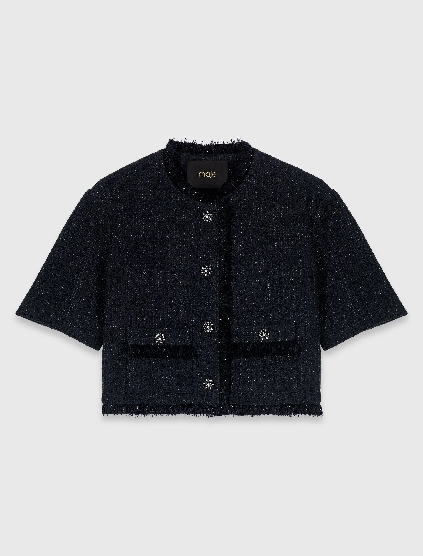 Short shiny tweed jacket - 1