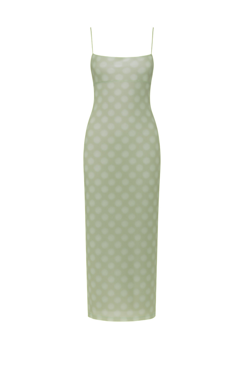 THAIS DRESS - MINT BLURRED DOT 1