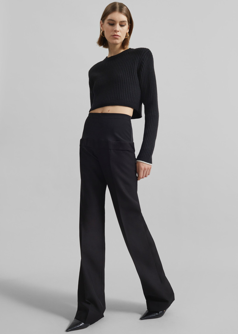 Ritsem Cropped Ribbed Wool Sweater - Black 4