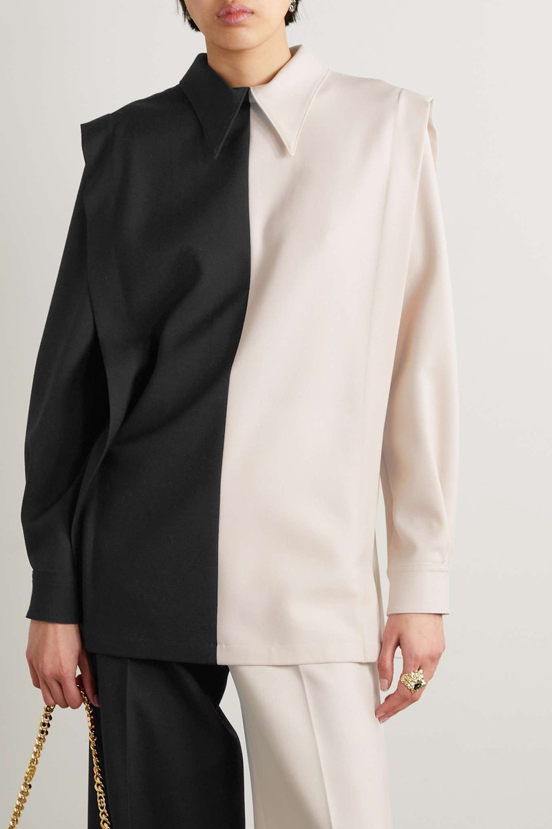 Two-tone color-block wool-twill blouse 3