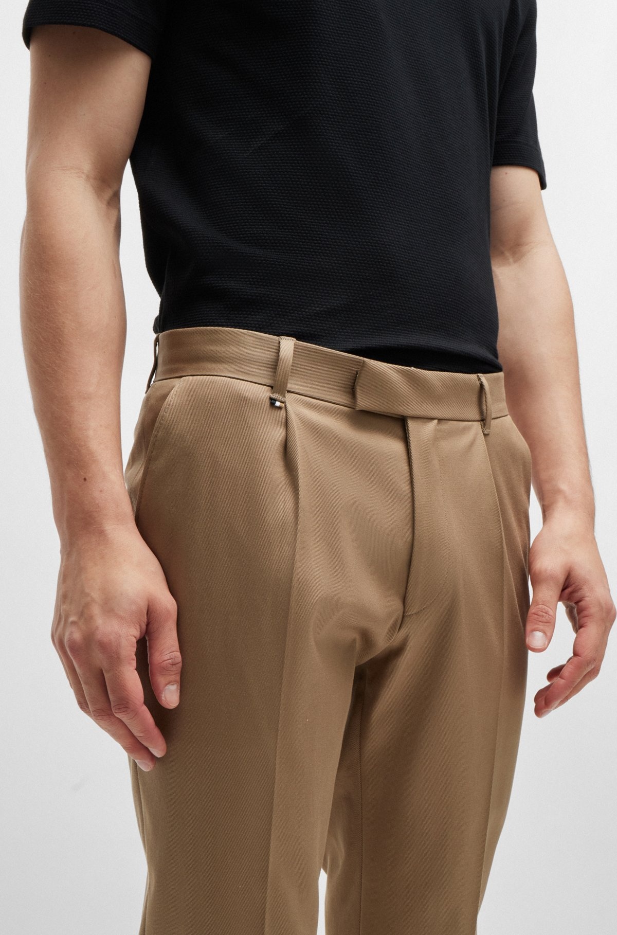 RELAXED-FIT TROUSERS IN STRETCH FABRIC WITH PLEAT FRONT - 5