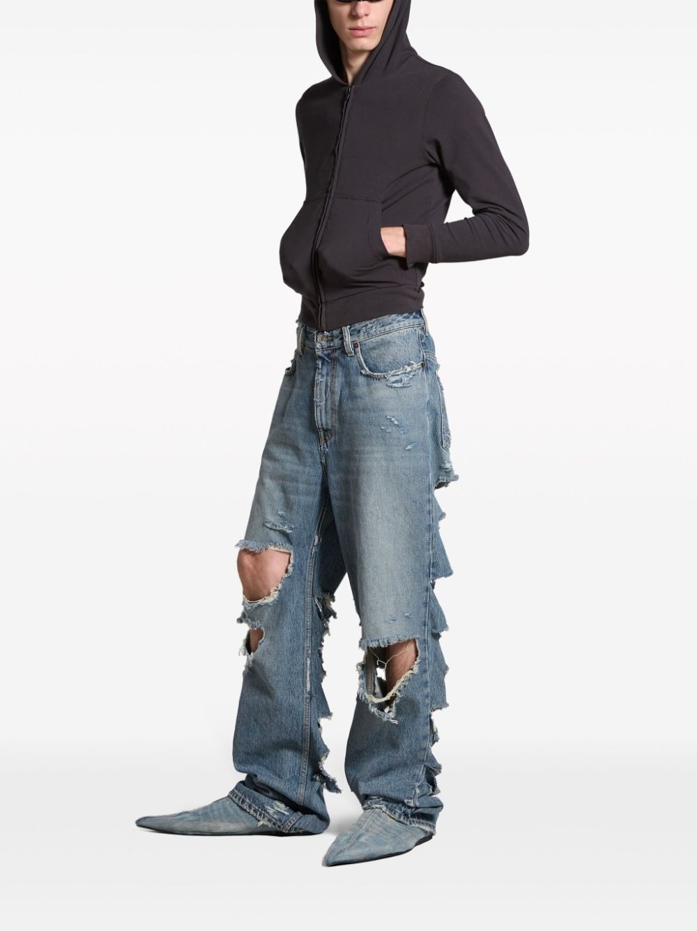 ripped straight-leg jeans - 3