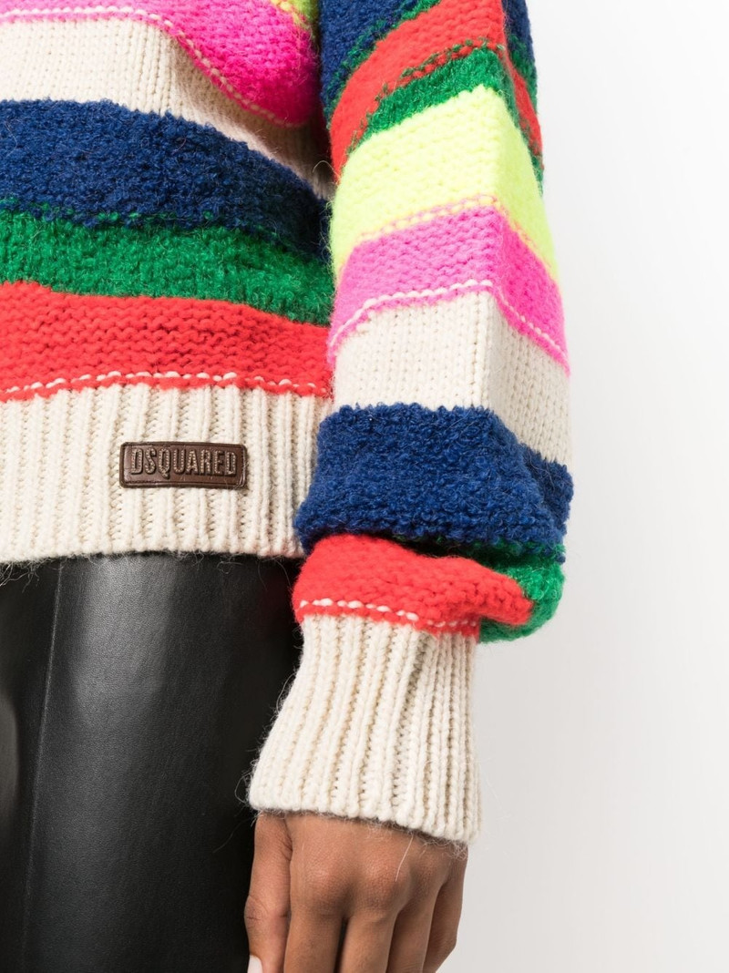 horizontal-stripe chunky-knit jumper 5