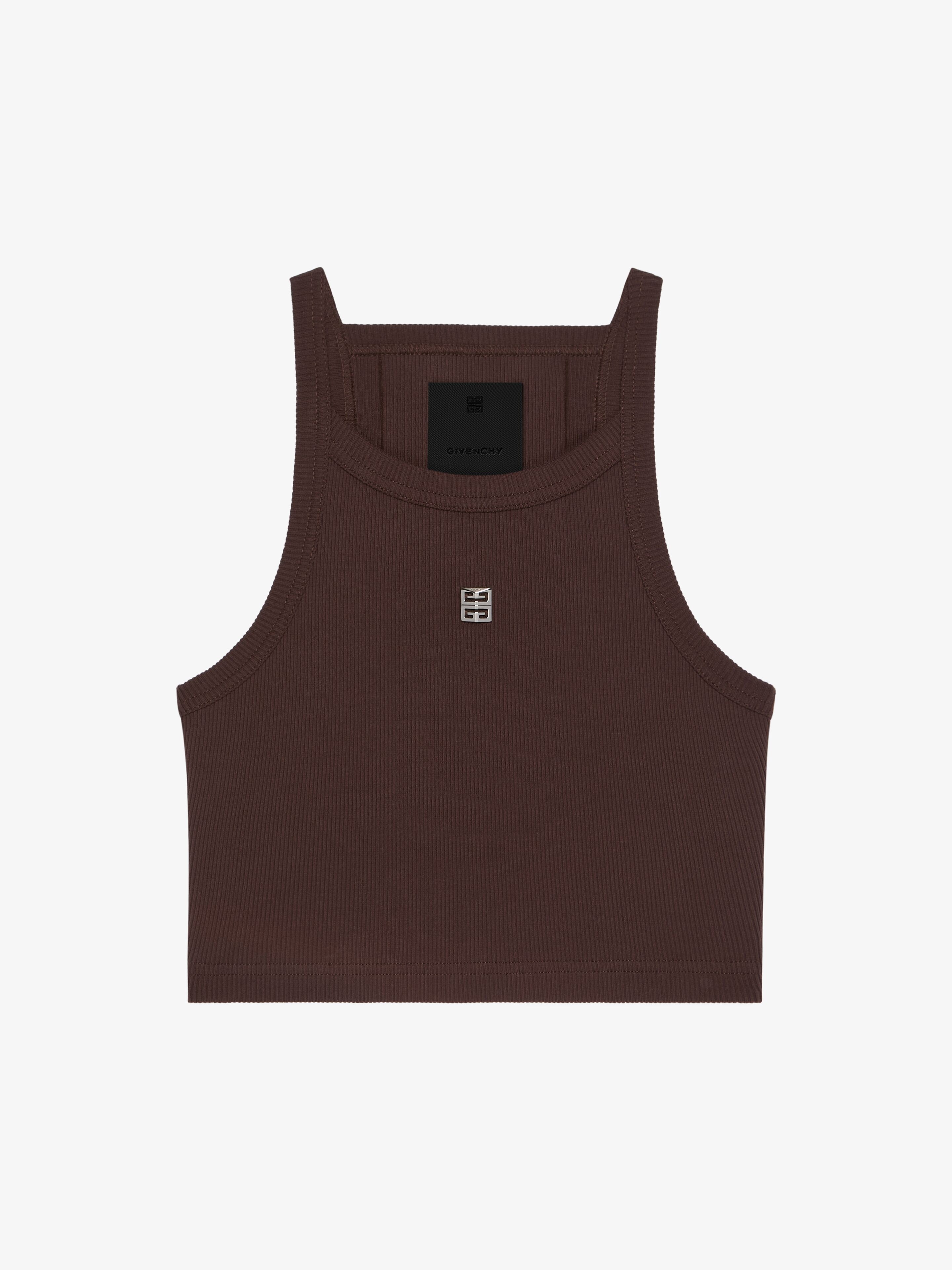 CROPPED TANK TOP IN COTTON WITH 4G DETAIL - 1