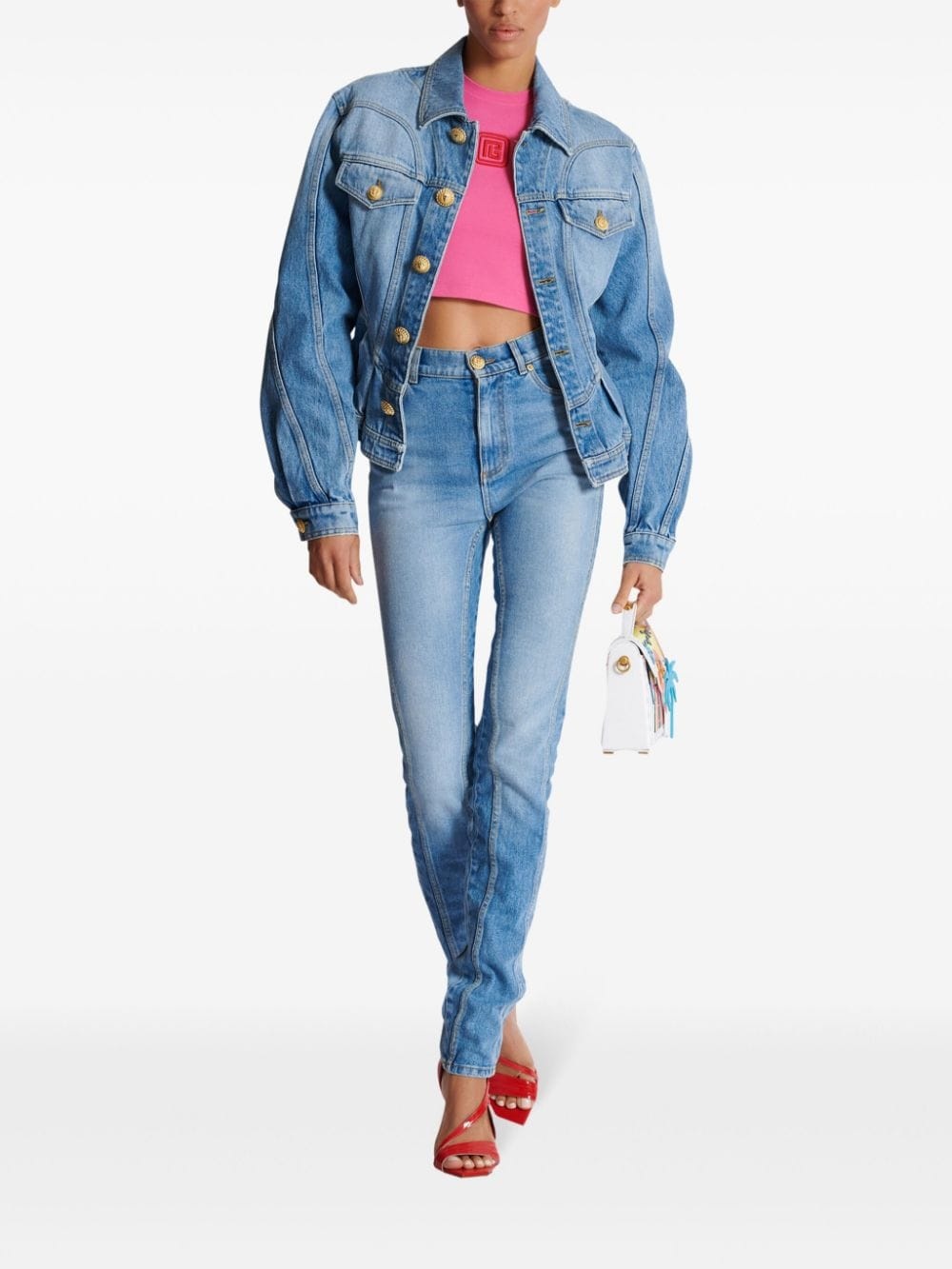 logo-embroidered cropped tank top - 2