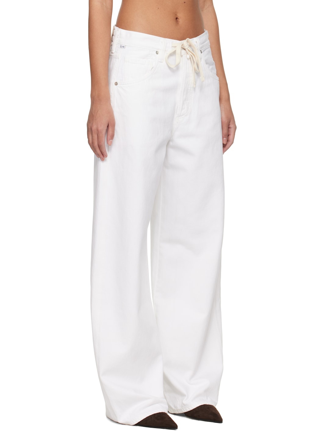 White Brynn Drawstring Jeans - 2