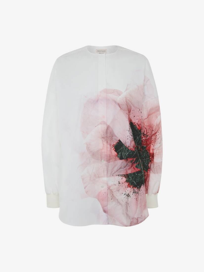 Anemone Collarless Shirt in Pink - 1