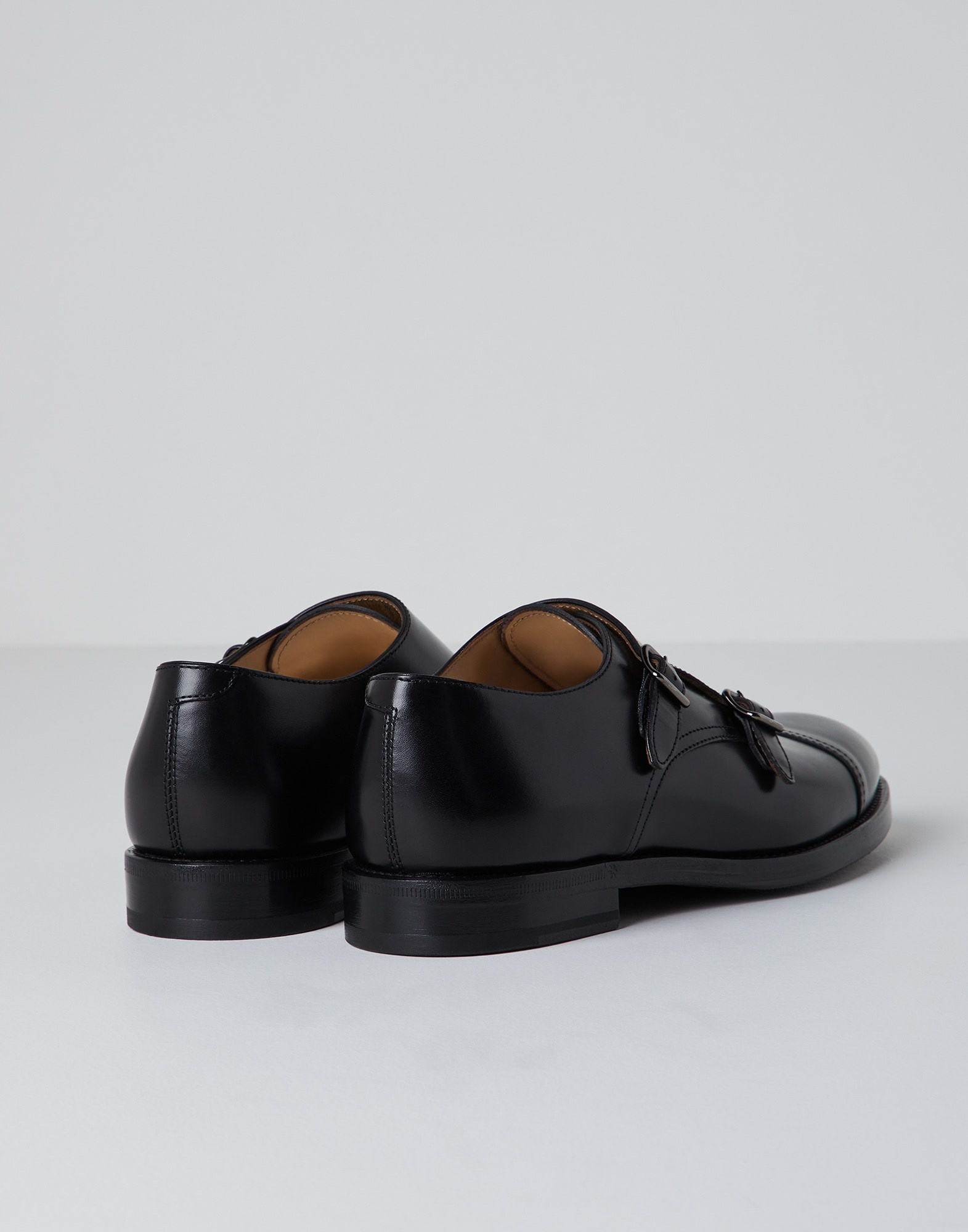 Double monk strap cap toe shoes in smart calfskin - 3