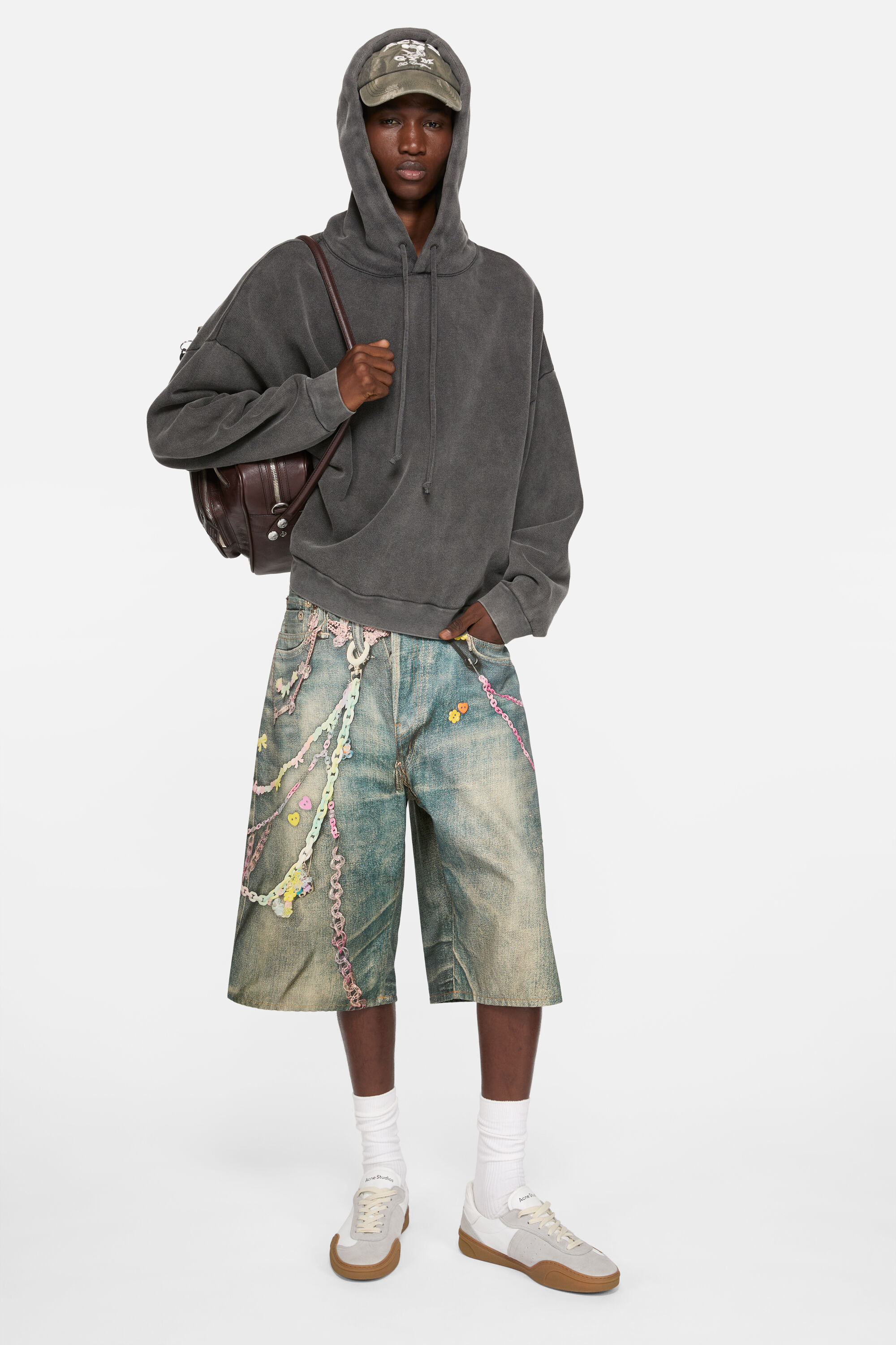 Denim shorts - loose fit - Mid blue - 2