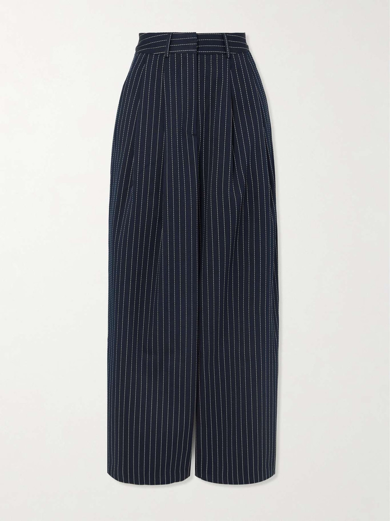 Ripley pleated pinstriped twill wide-leg pants - 1