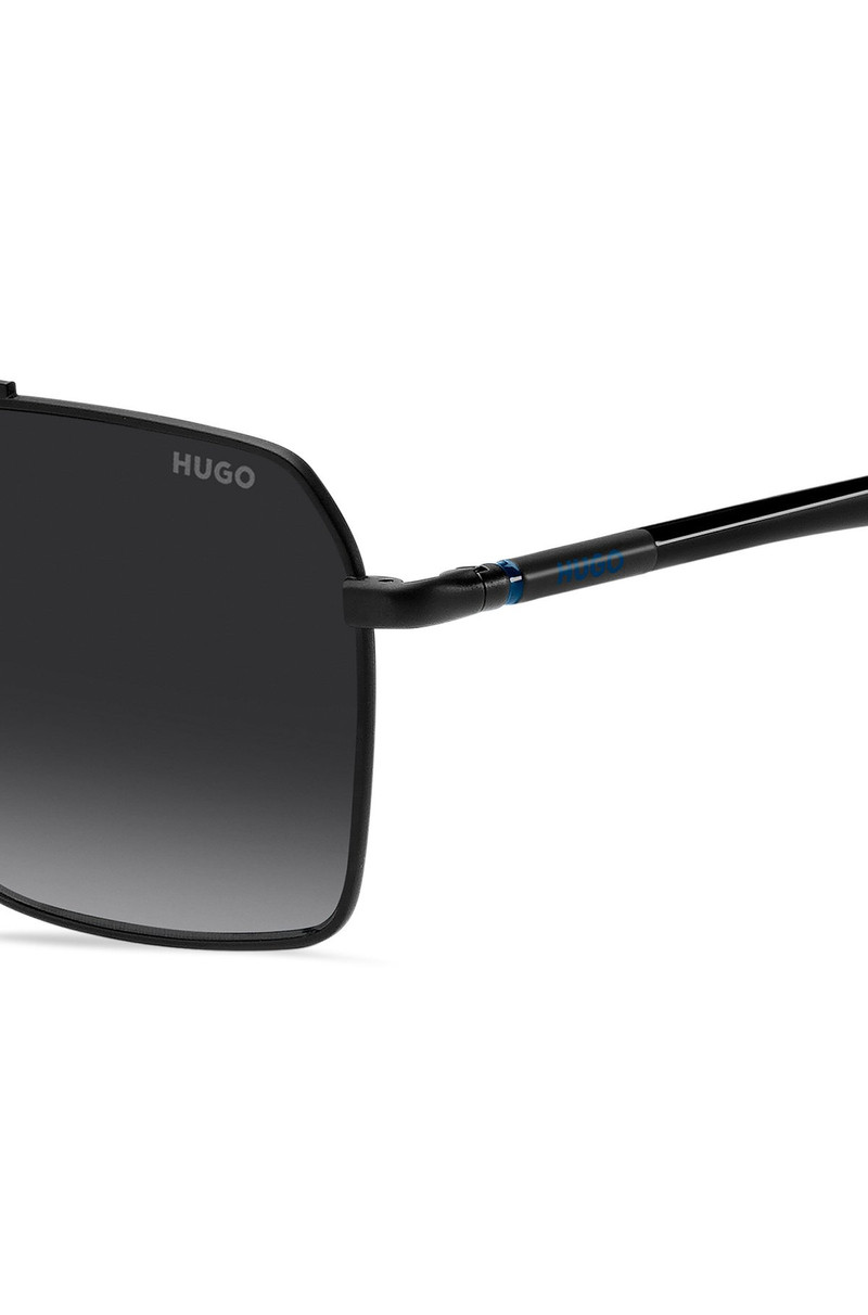 HUGO DOUBLE-BRIDGE SUNGLASSES IN BLACK AND BLUE outlook