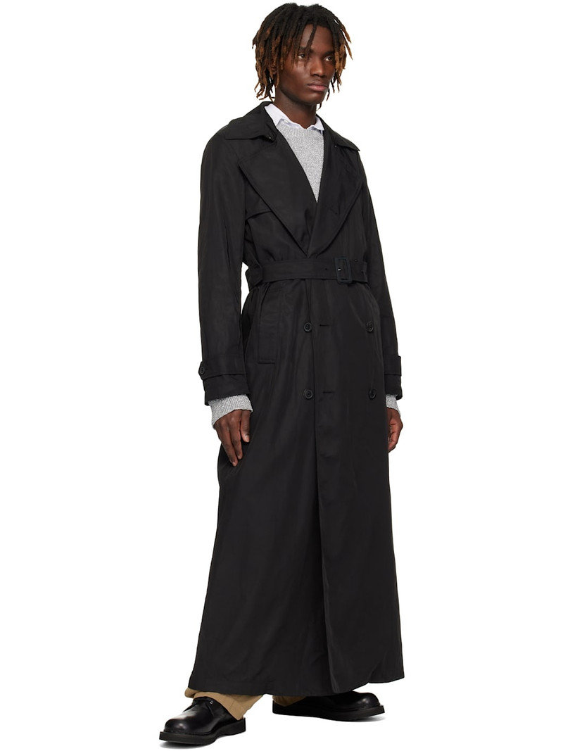 Dries Van Noten Black Double-Breasted Trench Coat outlook
